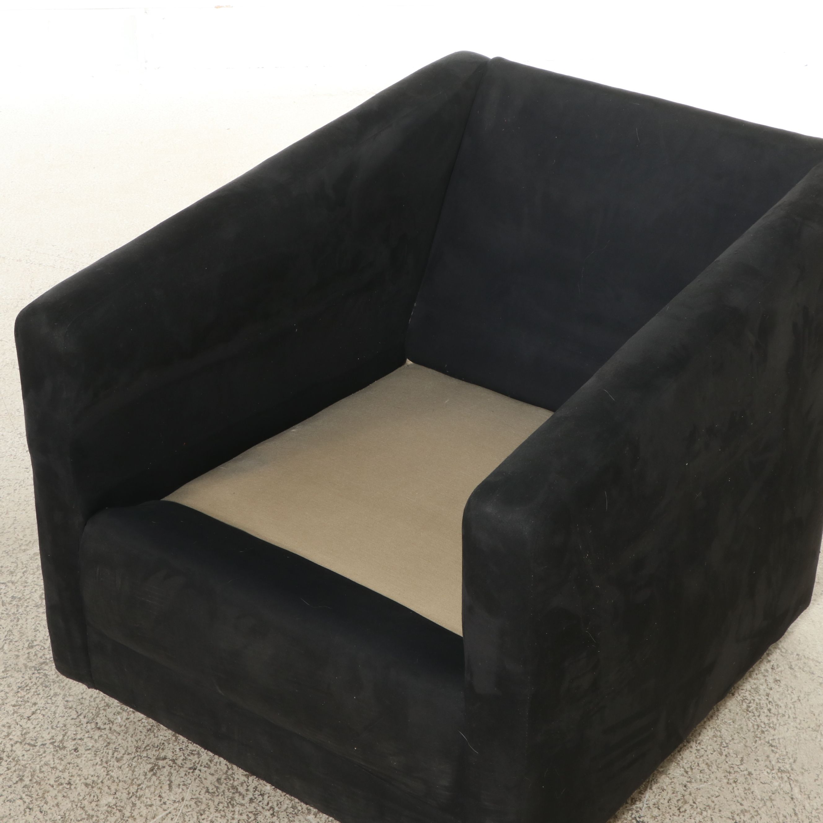 Pair of Modern Black Upholstered Swivel Armchairs