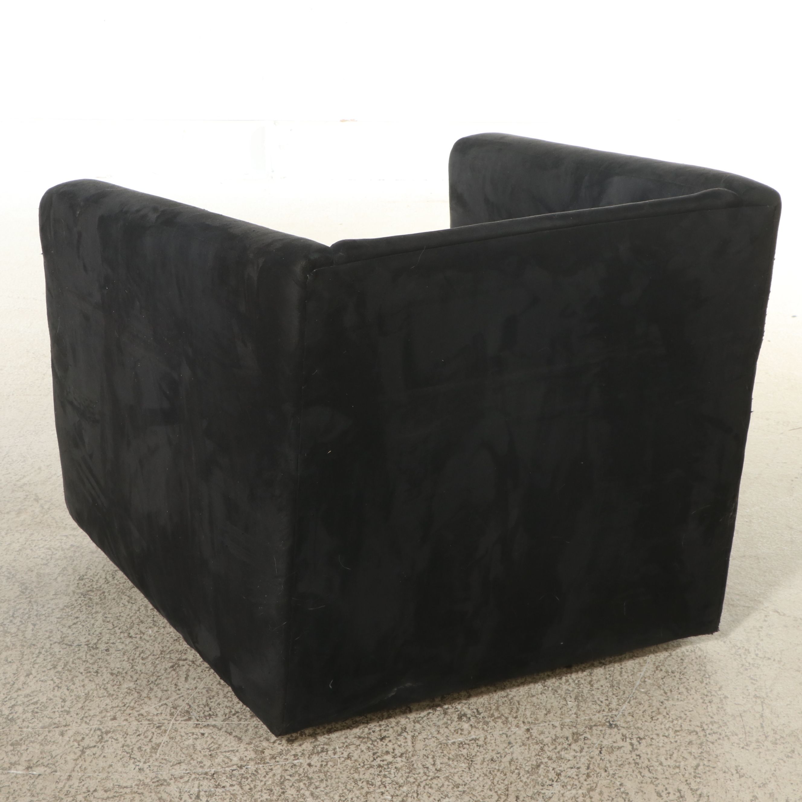 Pair of Modern Black Upholstered Swivel Armchairs