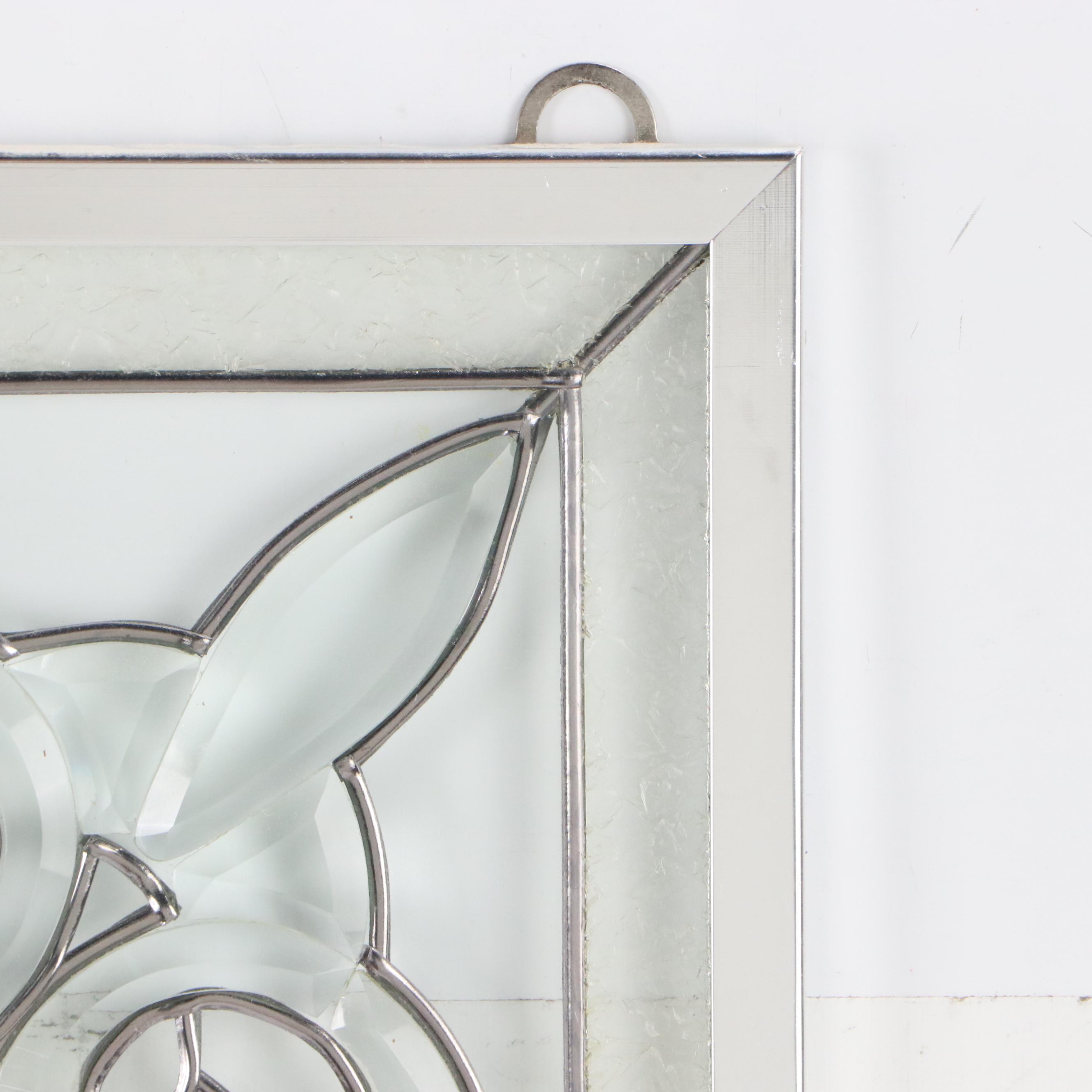 Art Nouveau Style Stained Glass Panel of Figure Holding Flower Arrangement