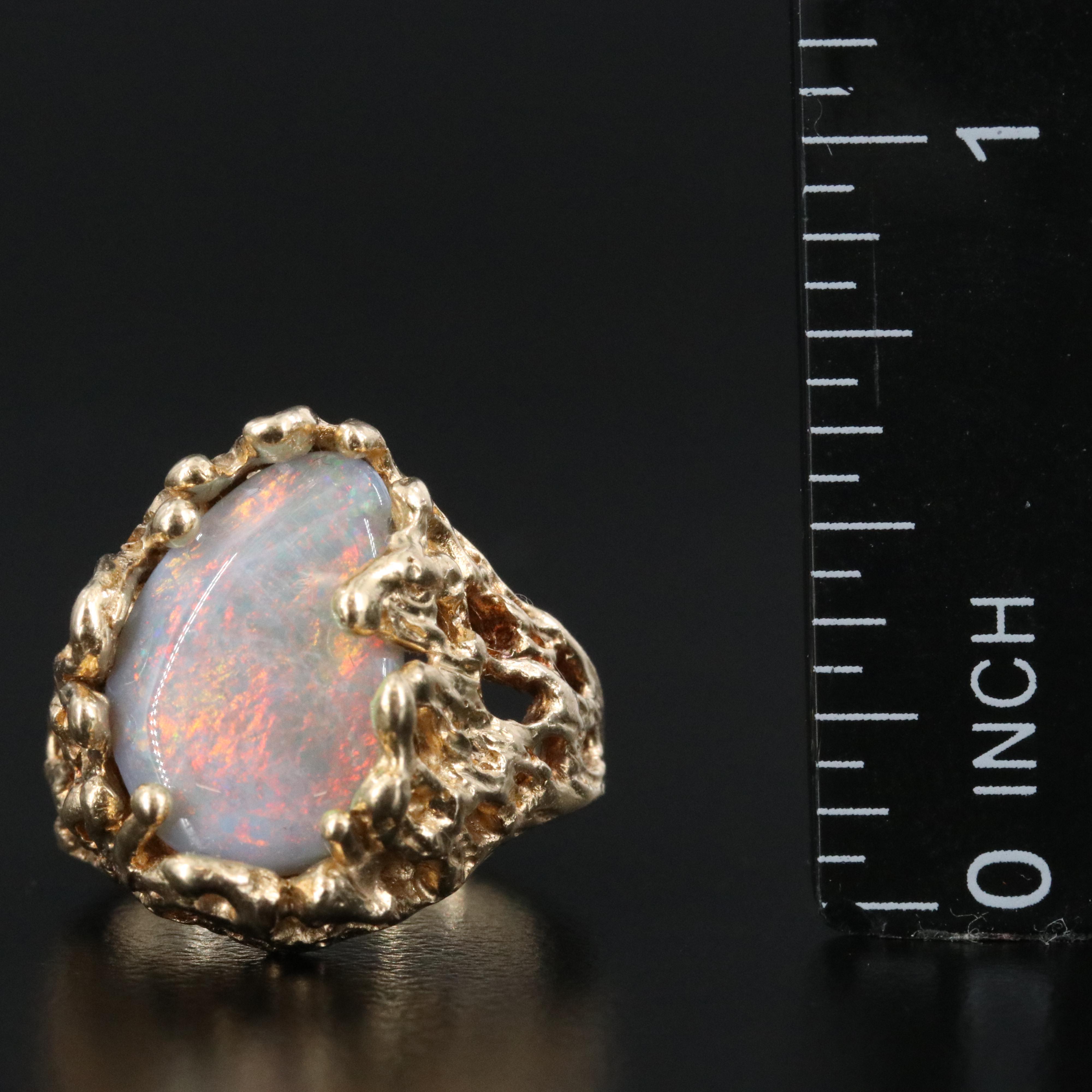 Brutalist Style 14K Opal Ring