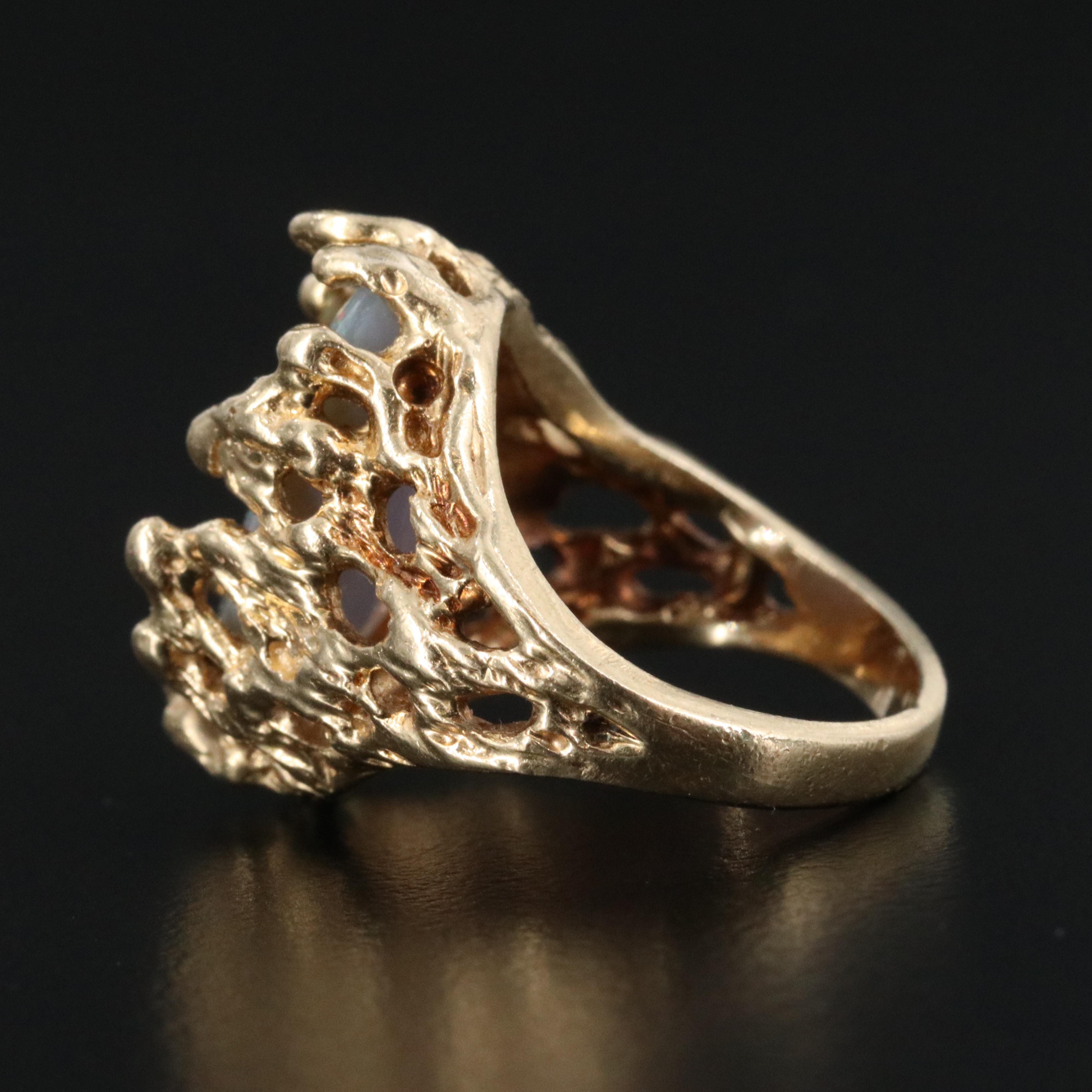 Brutalist Style 14K Opal Ring