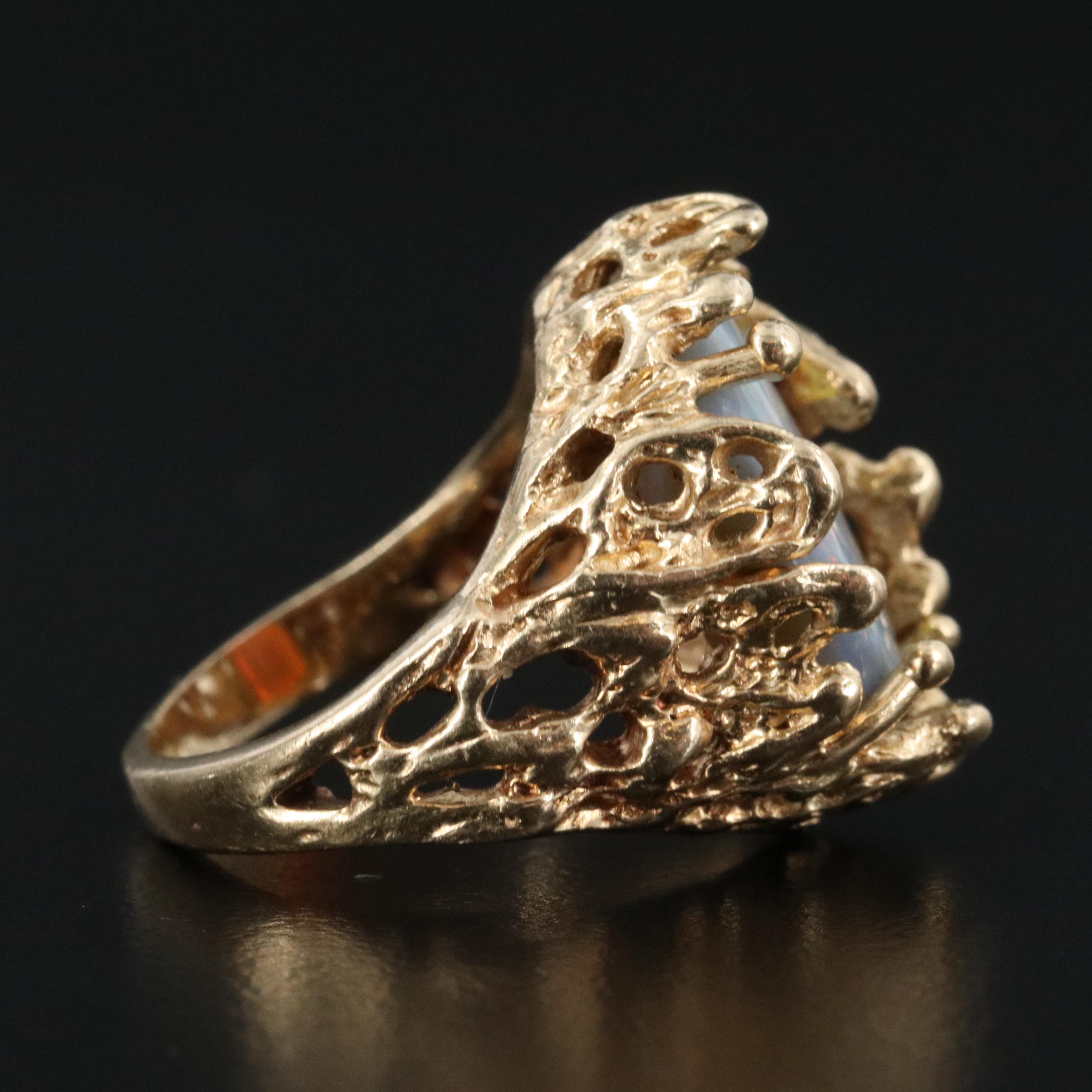 Brutalist Style 14K Opal Ring