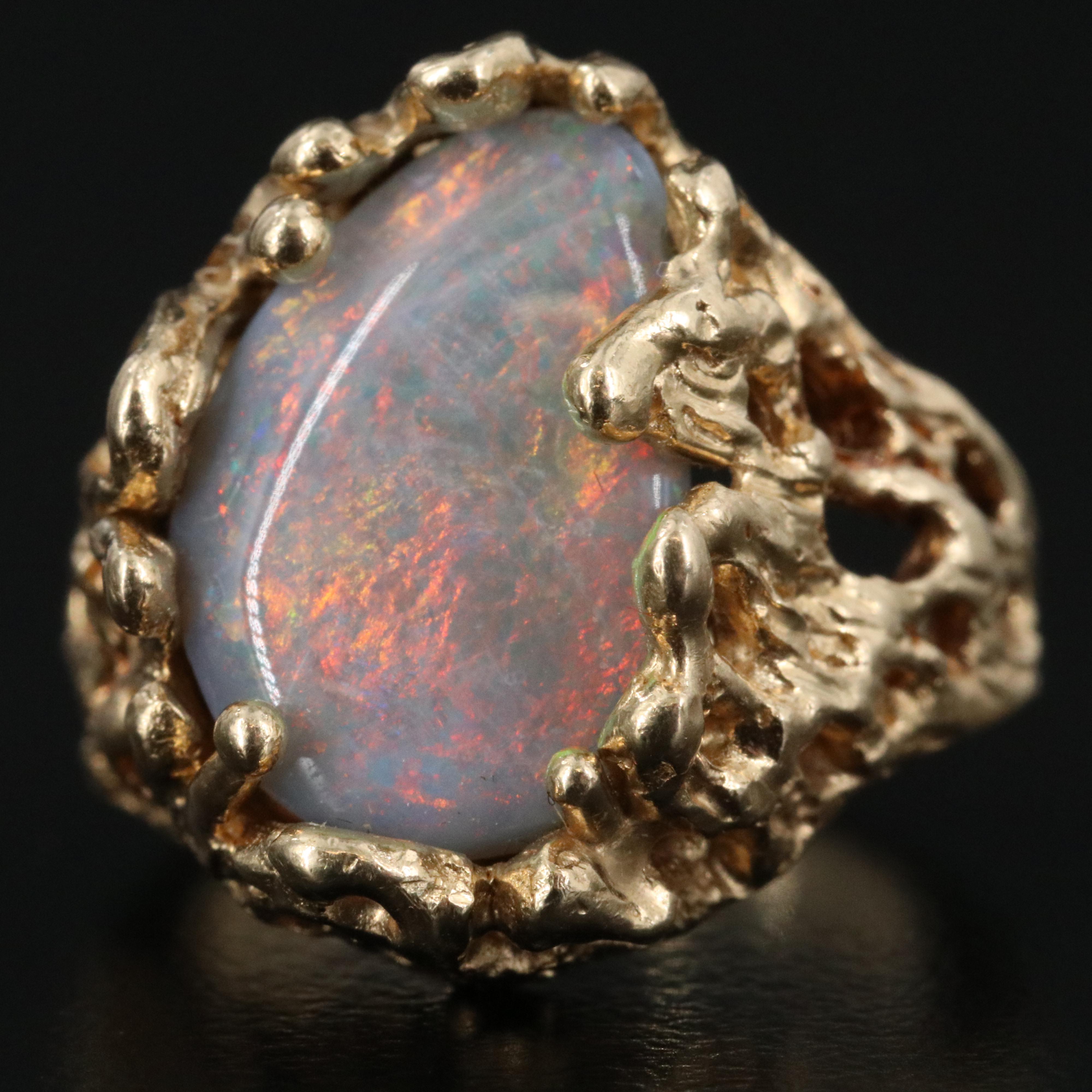 Brutalist Style 14K Opal Ring