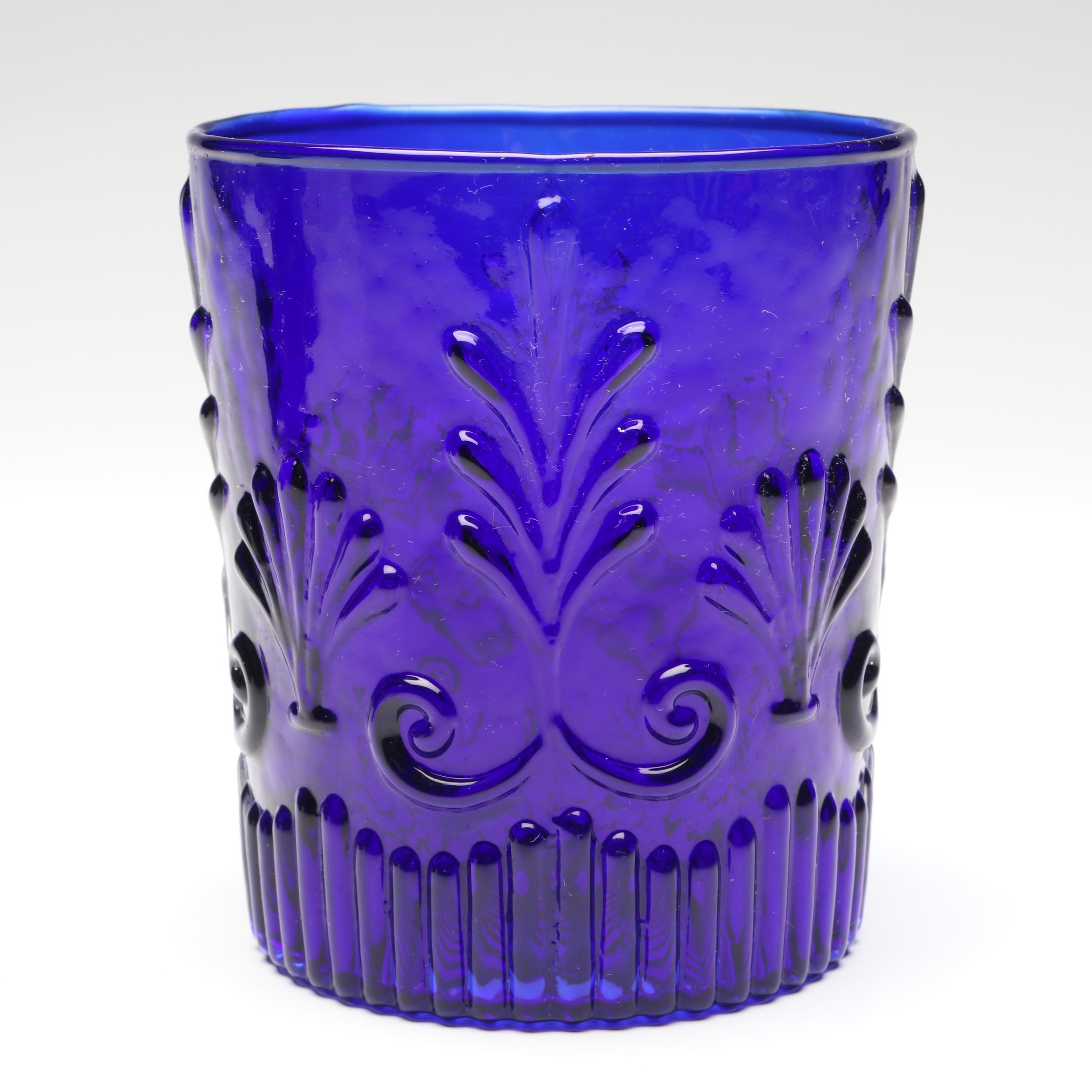 Hazel Atlas Cobalt Measuring Cup with Gibson Cruet and Other Table Accessories