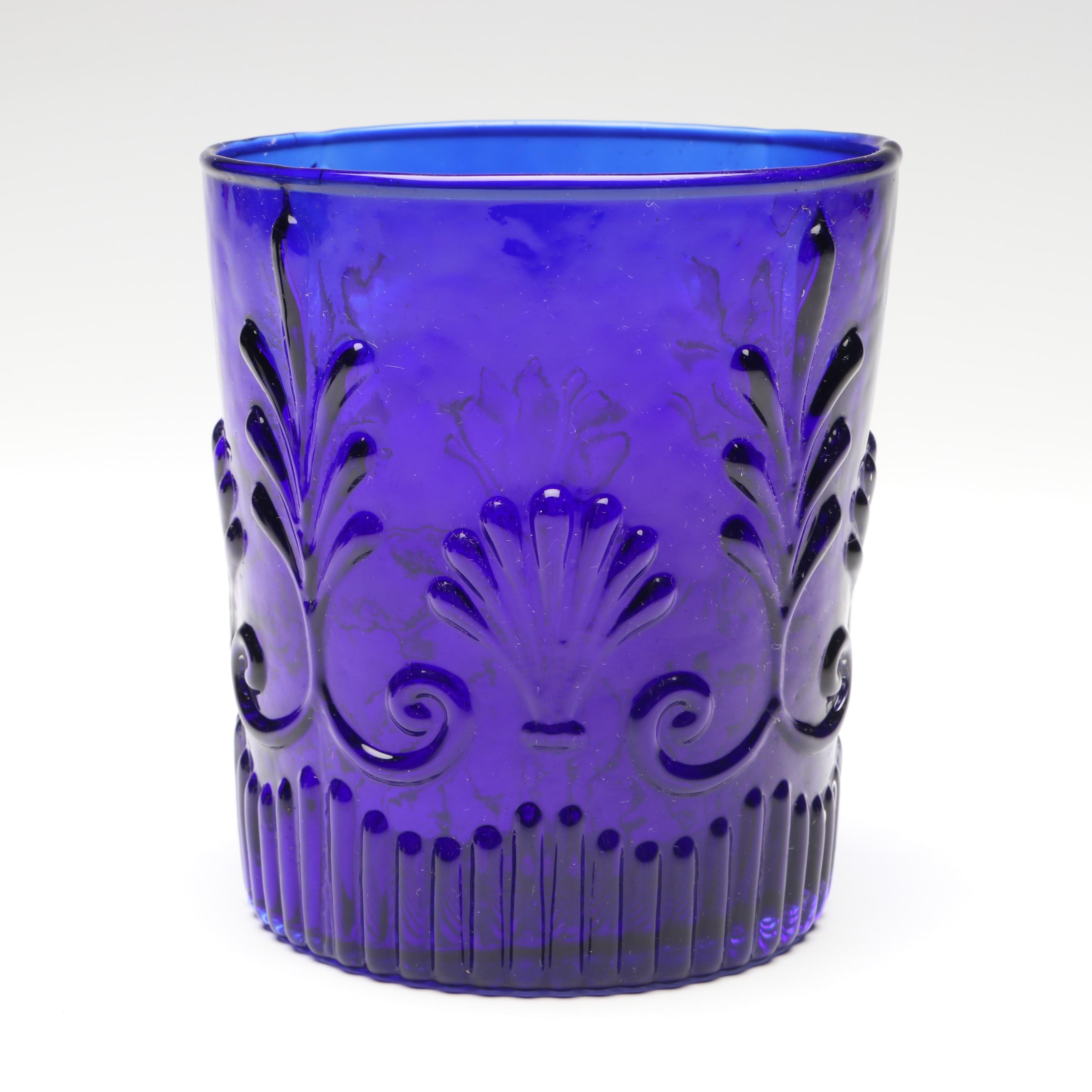 Hazel Atlas Cobalt Measuring Cup with Gibson Cruet and Other Table Accessories