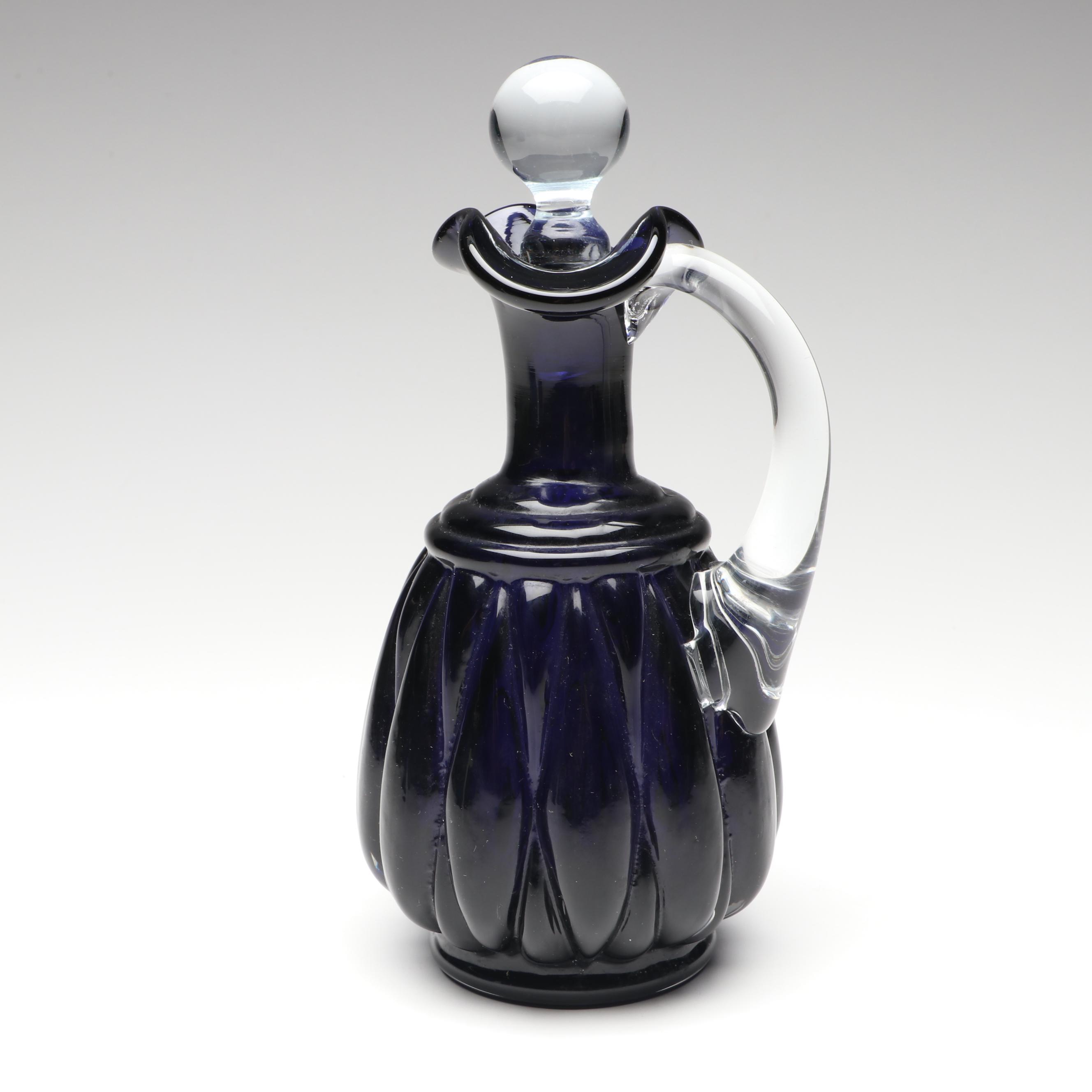 Hazel Atlas Cobalt Measuring Cup with Gibson Cruet and Other Table Accessories