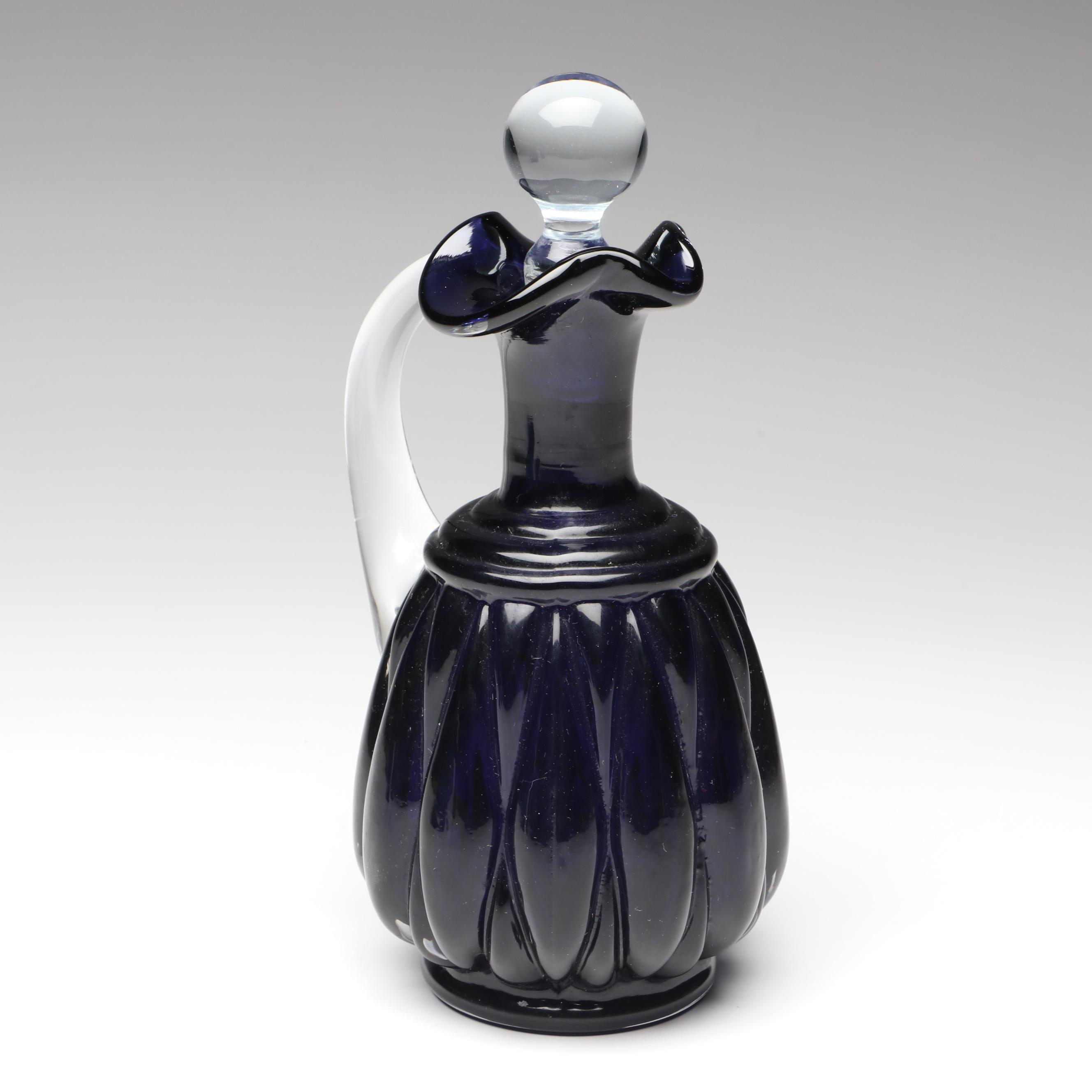 Hazel Atlas Cobalt Measuring Cup with Gibson Cruet and Other Table Accessories