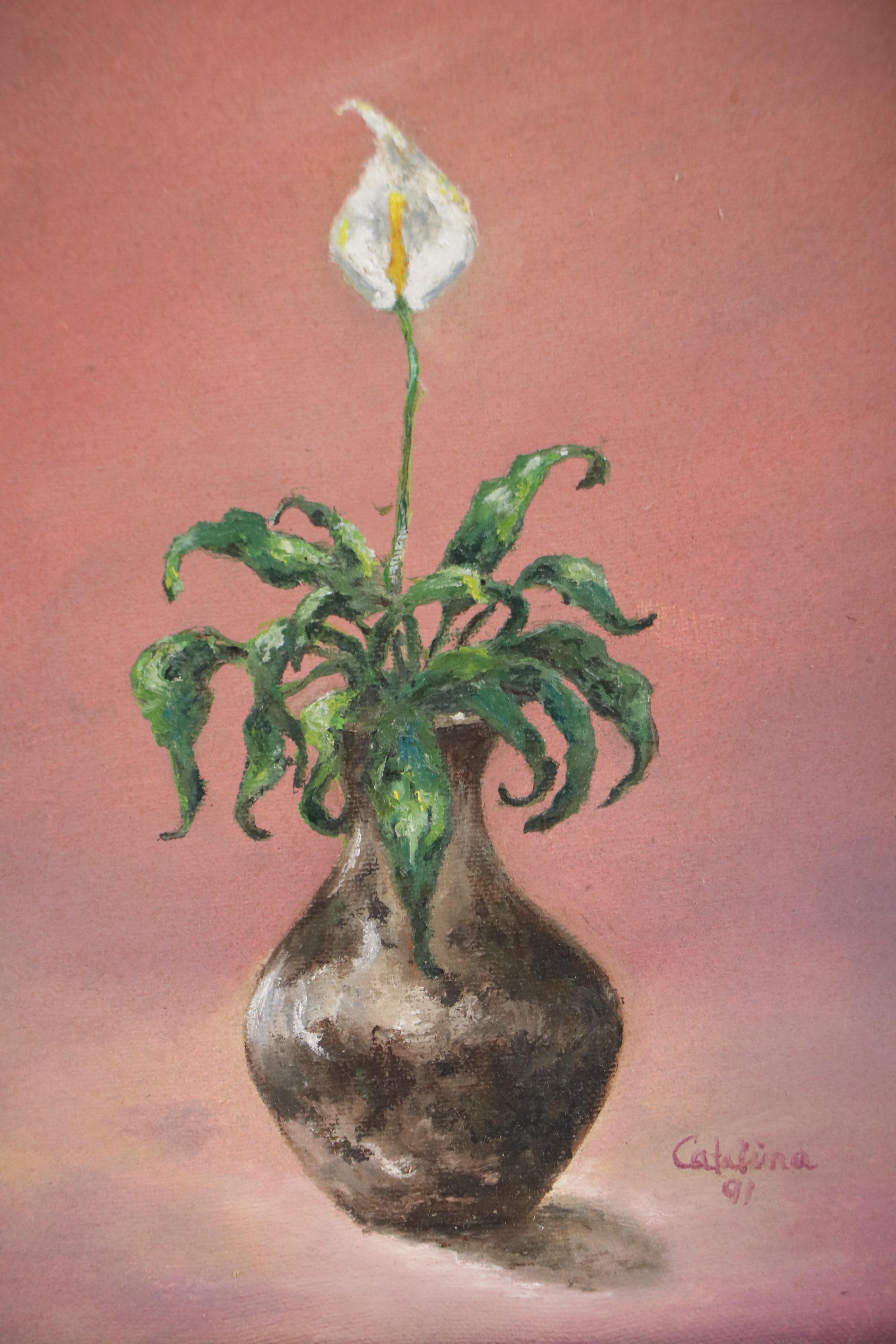 Catalina Still Life Oil Painting of Calla Lily, 1991