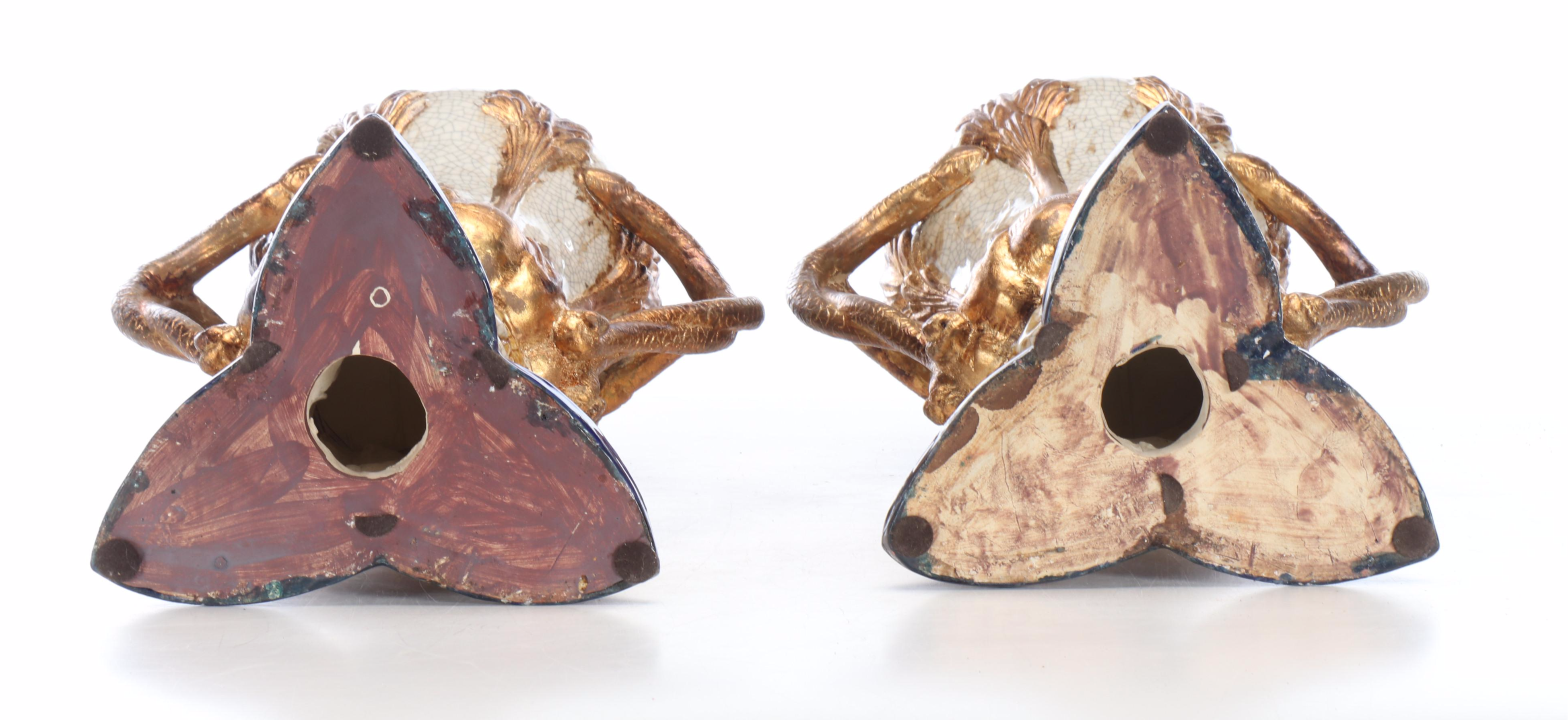 Rococo Style Porcelain Handled Vase Pair