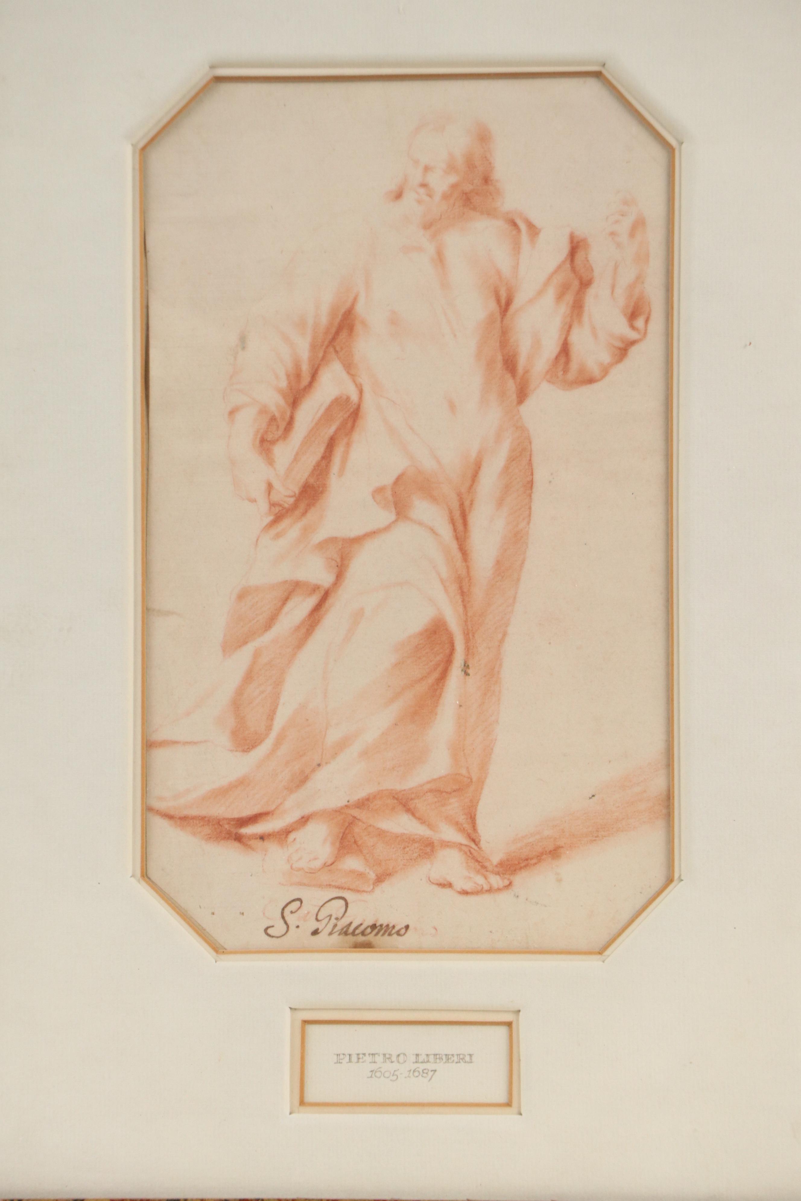 Attributed to Pietro Liberi Red Chalk Drawing "San Giacomo"