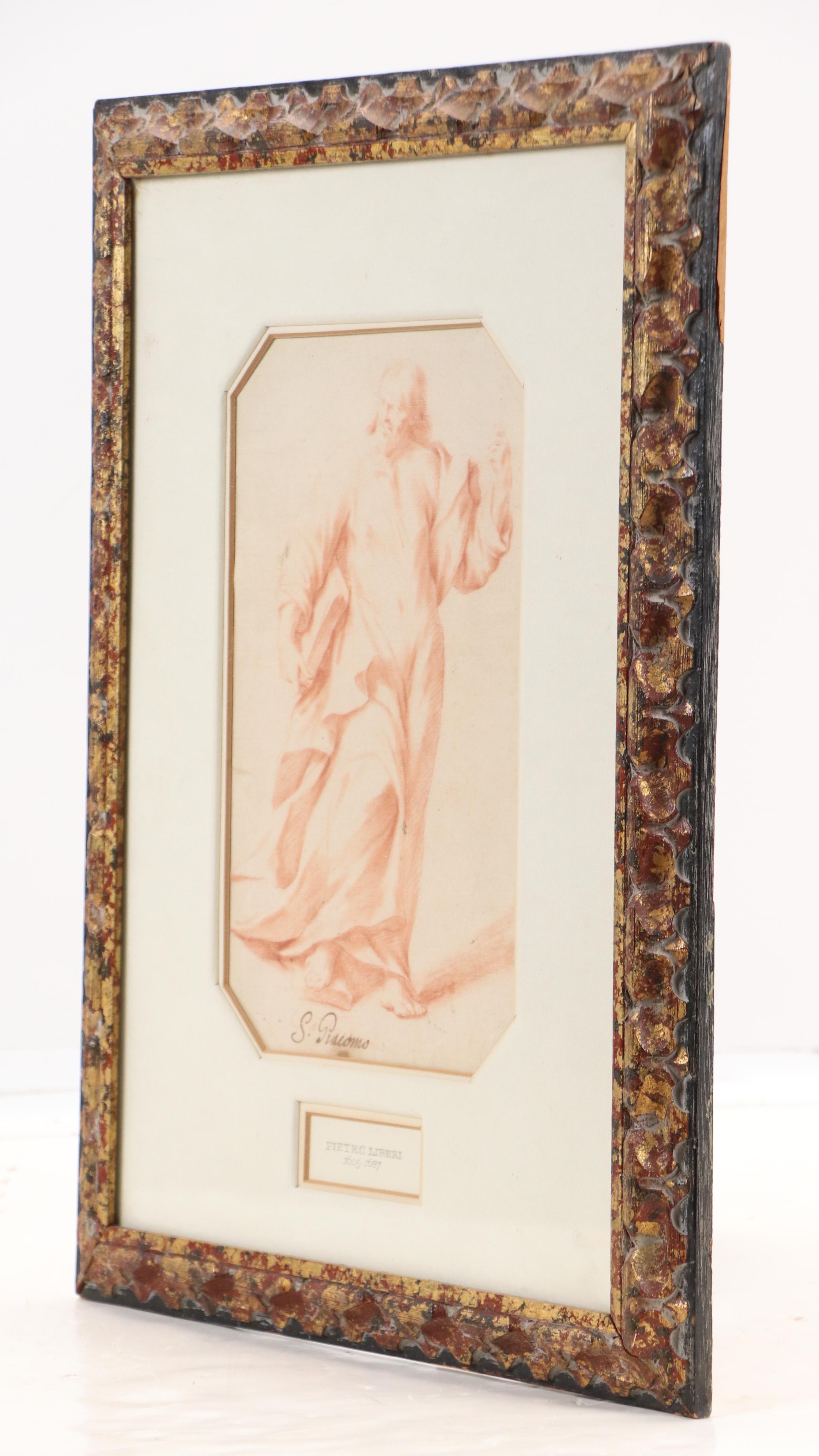 Attributed to Pietro Liberi Red Chalk Drawing "San Giacomo"