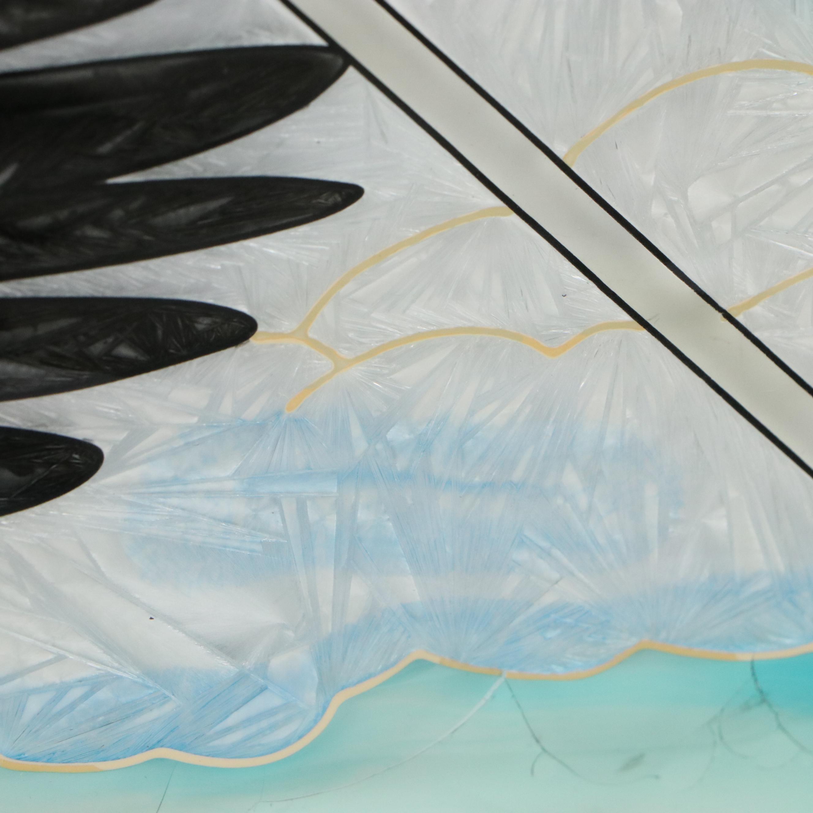 Hanging Stained Glass Panel of Bald Eagle on Perch