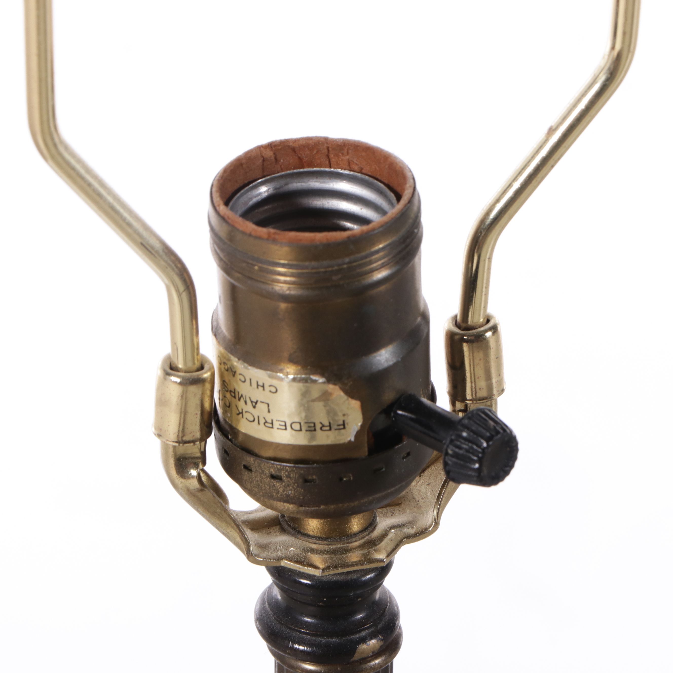 Frederick Cooper Table Floor Lamp with Black Paper Shade, Late 20th C.