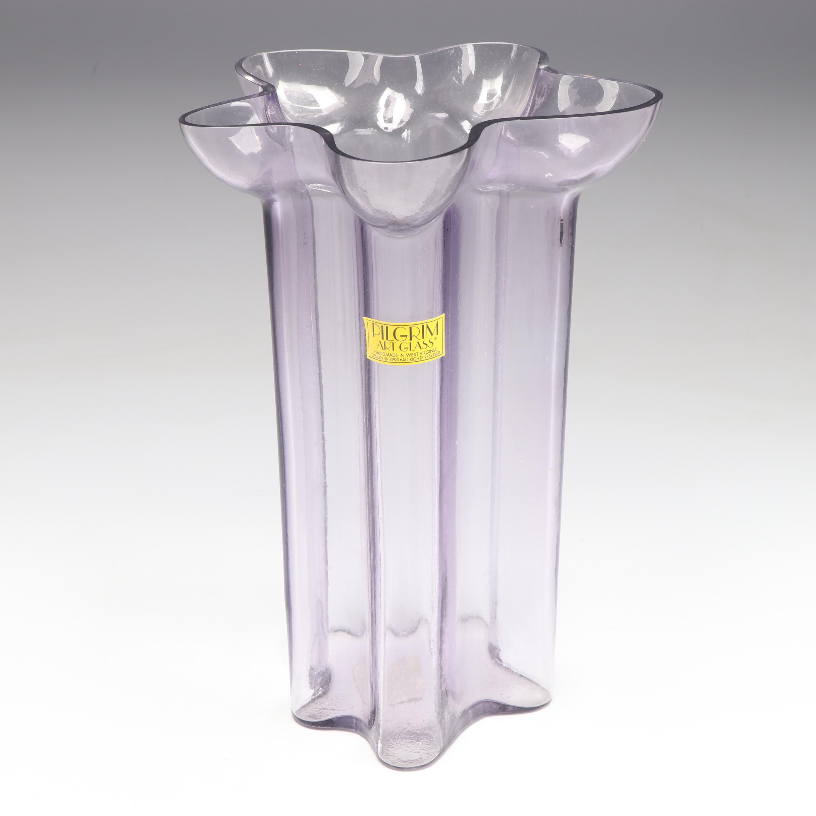 Pilgrim Vase with Cranberry Glass Wine Glasses and Frosted Glass Pear Box