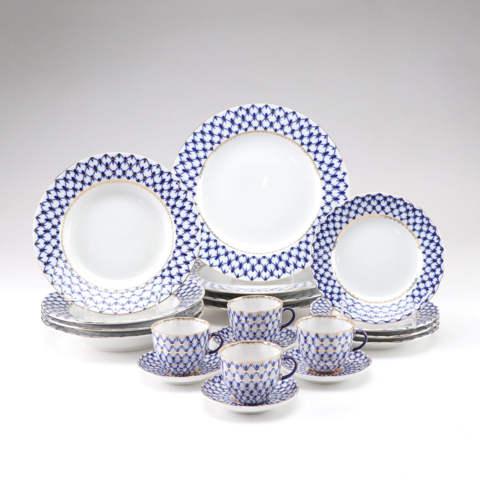 Lomonosov "Cobalt Net" Russian Porcelain Dinnerware