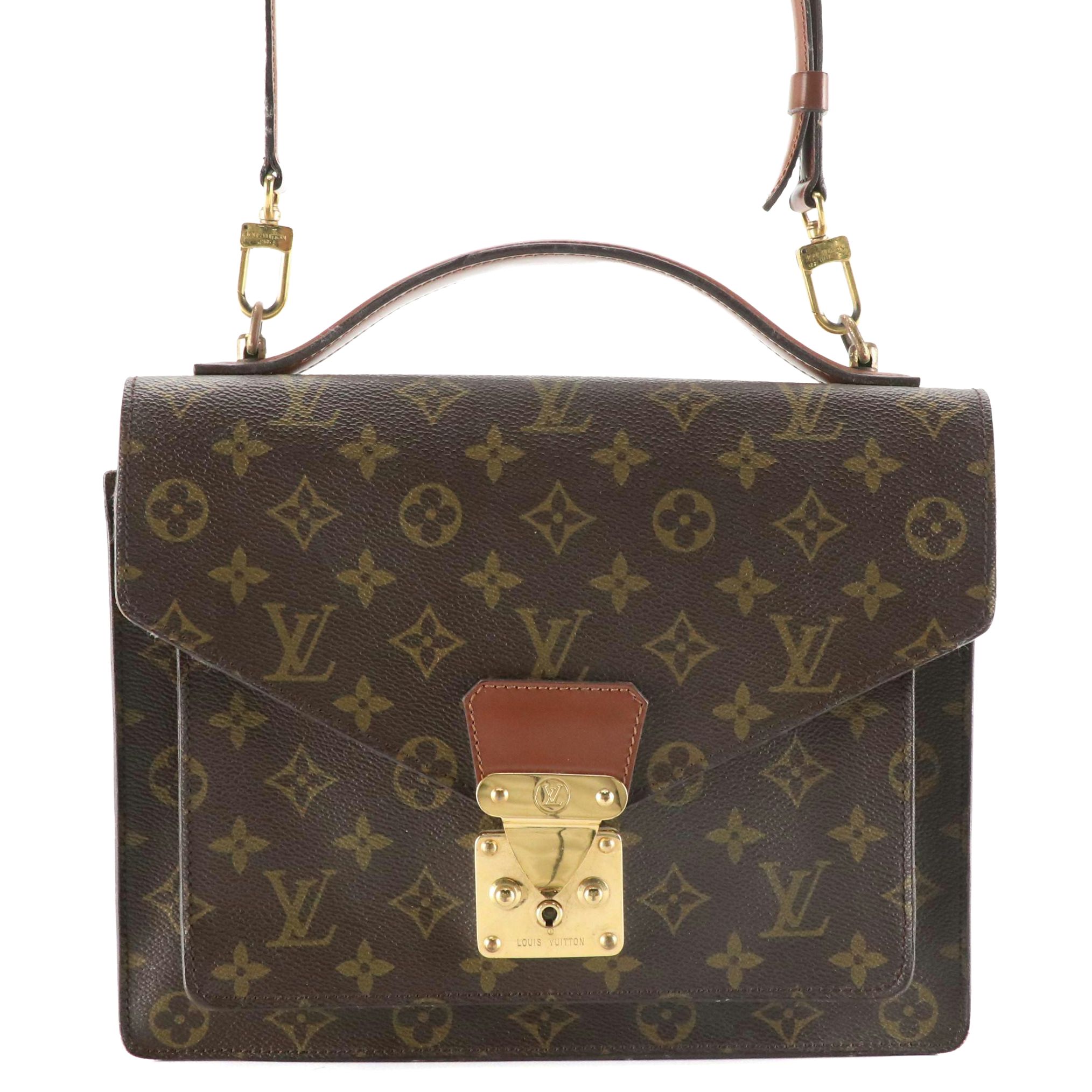Louis Vuitton Monceau 28 Top Handle Envelope Flap Two-Way Bag in Monogram Canvas