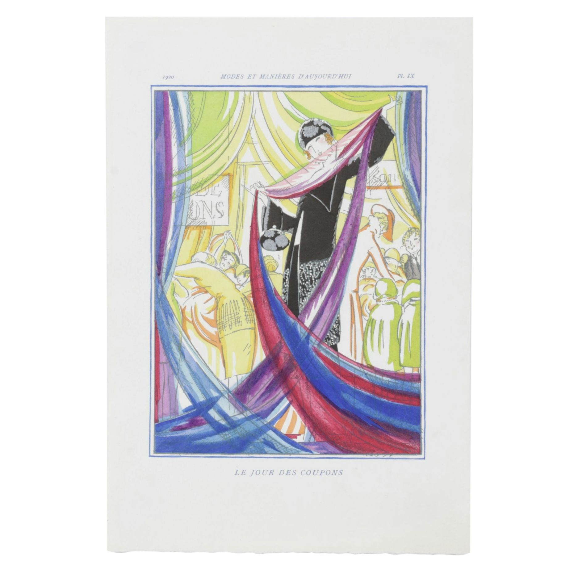 Robert Bonfils Pochoir "Le Jour des Coupons" for "Modes et Manières...," 1920
