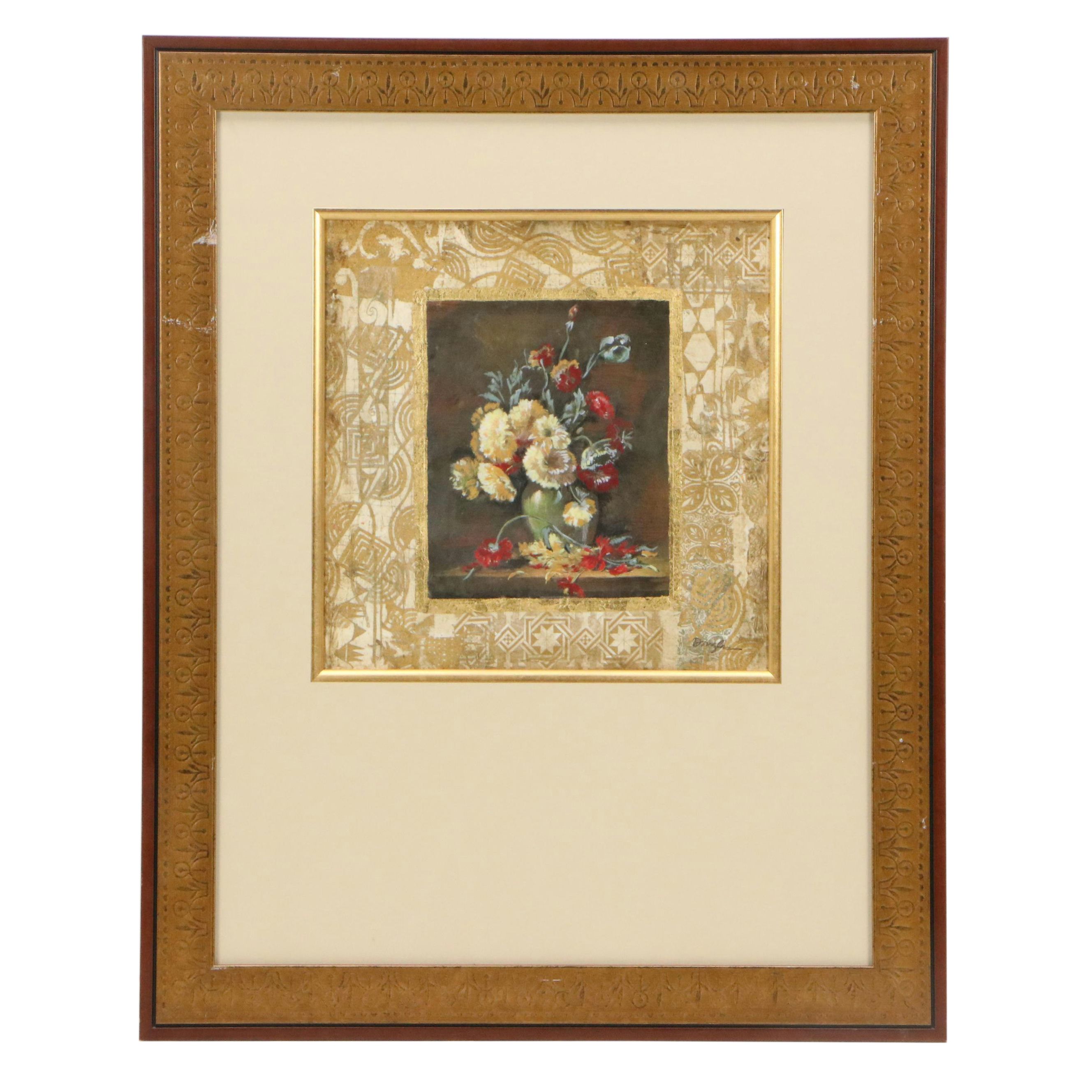 Floral Still Life Mixed Media Prints, Late 20th Century