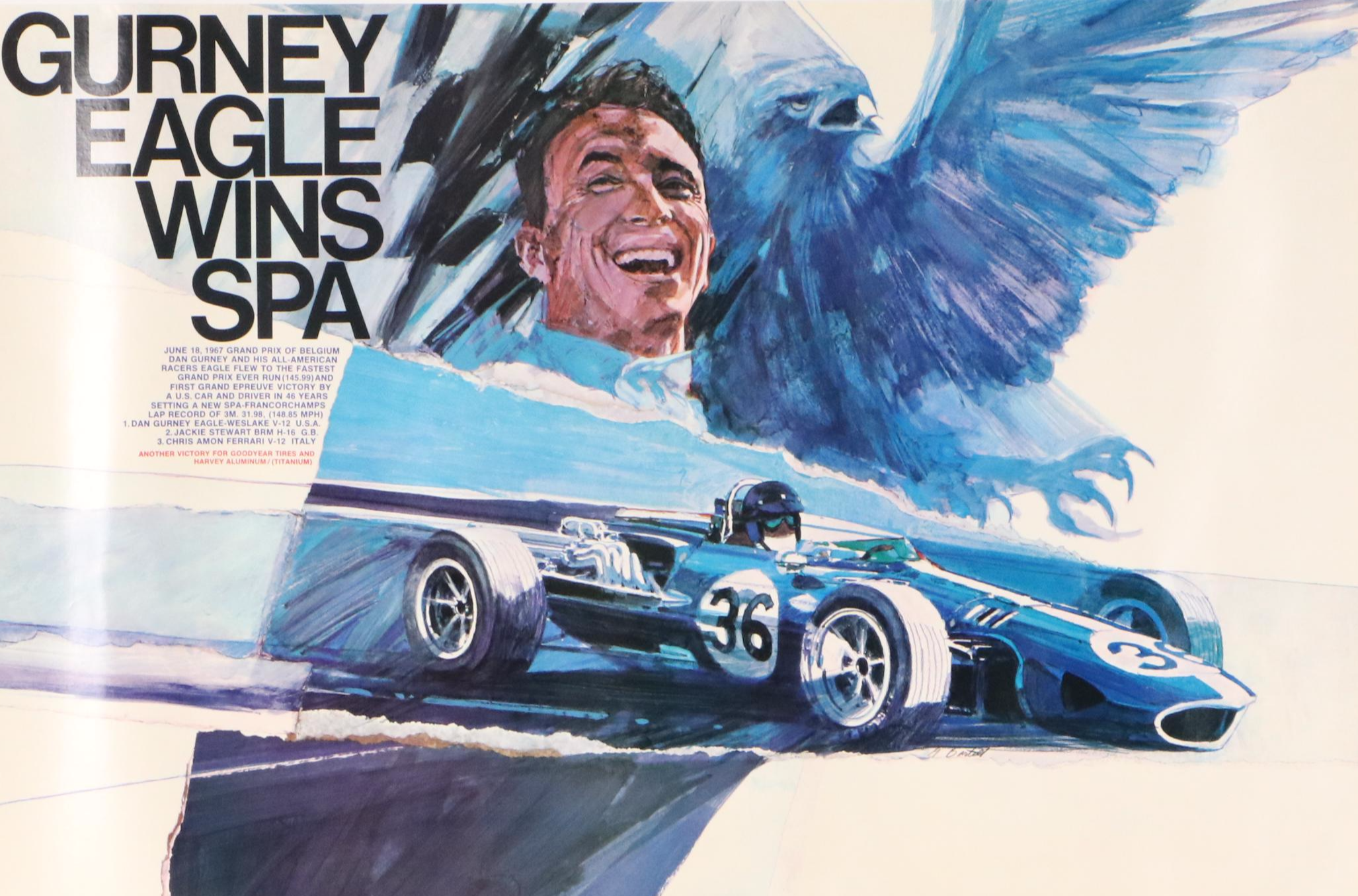 Offset Lithograph Poster "Gurney Eagle Wins Spa"
