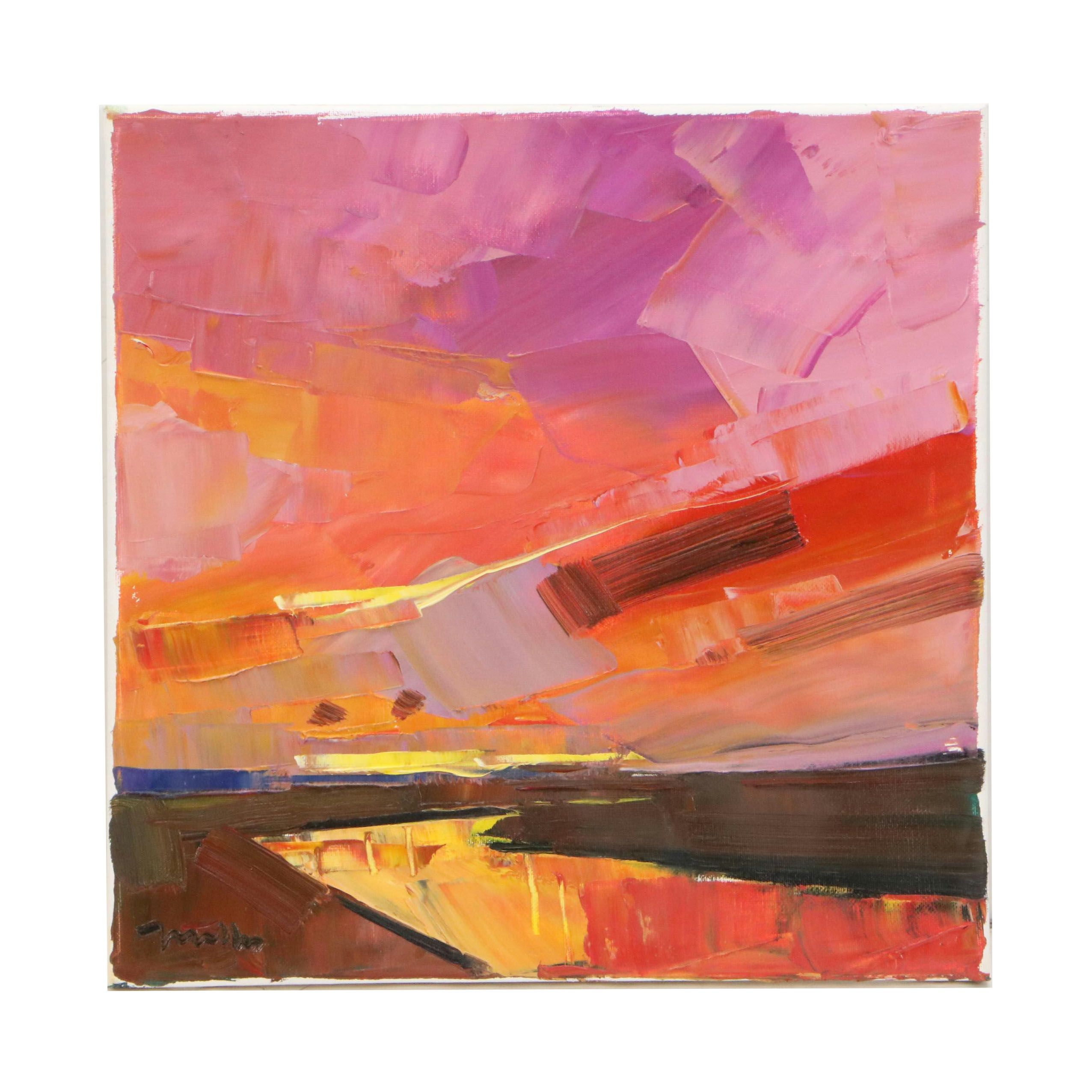 Jose Trujillo Oil Painting "Sunset Marsh," 2021