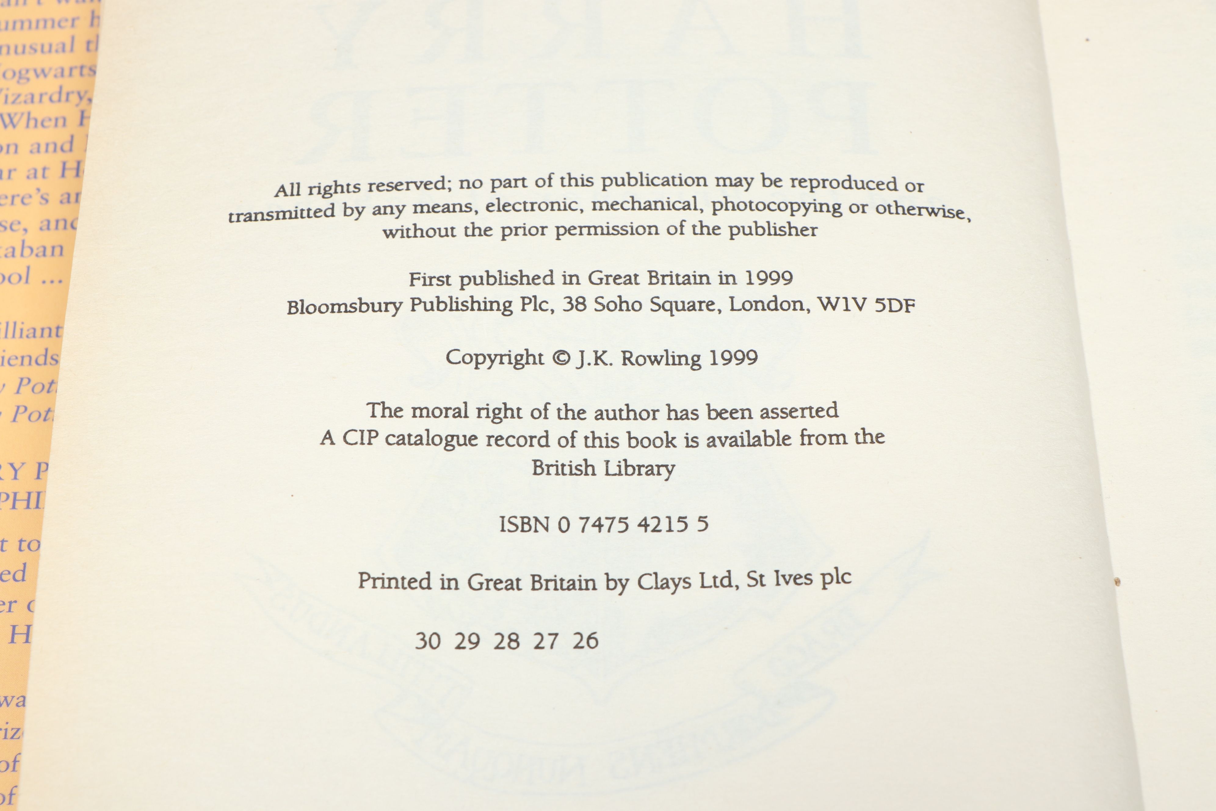 First UK Edition "Harry Potter" Partial Series by J. K. Rowling