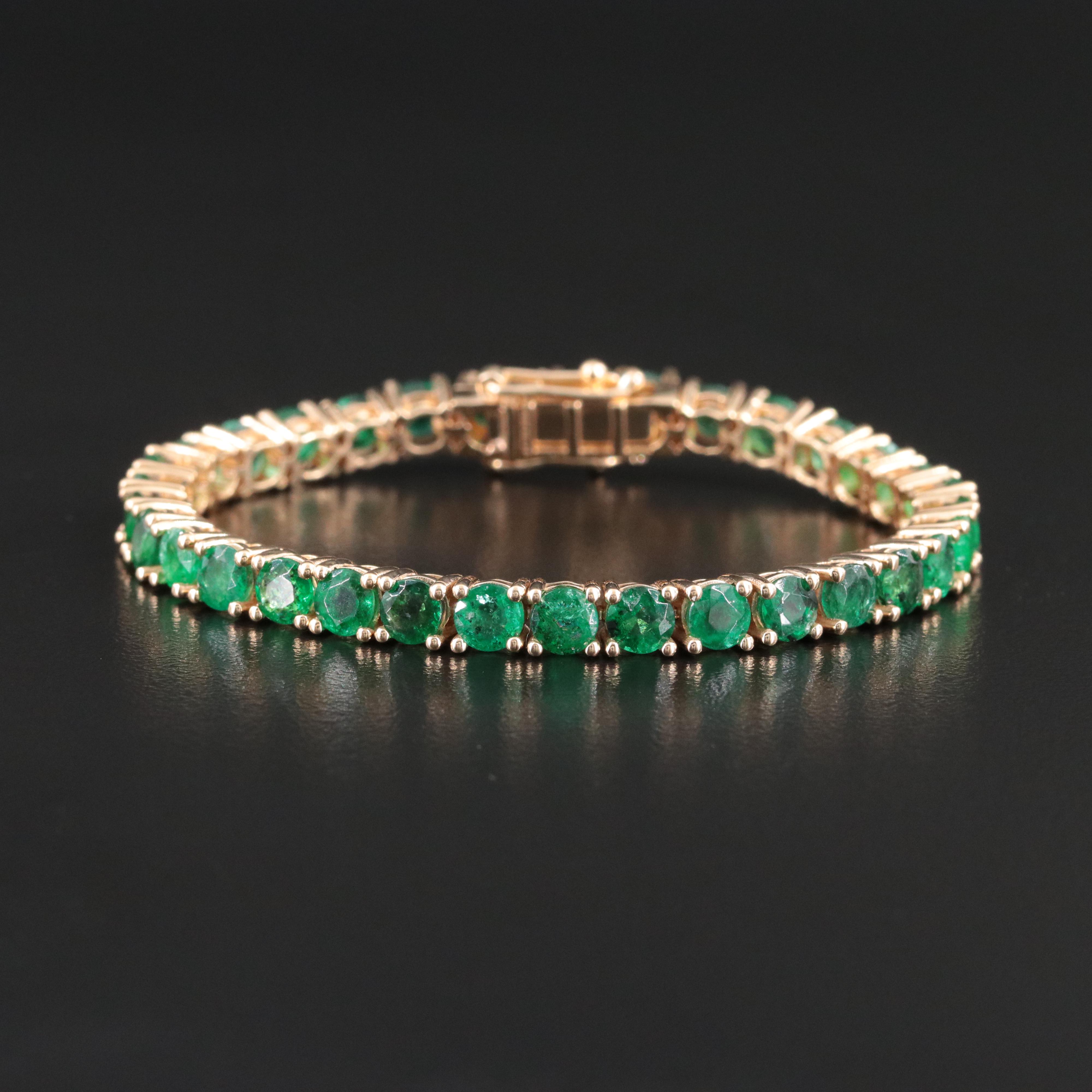 18K 10.32 CTW Emerald Line Bracelet