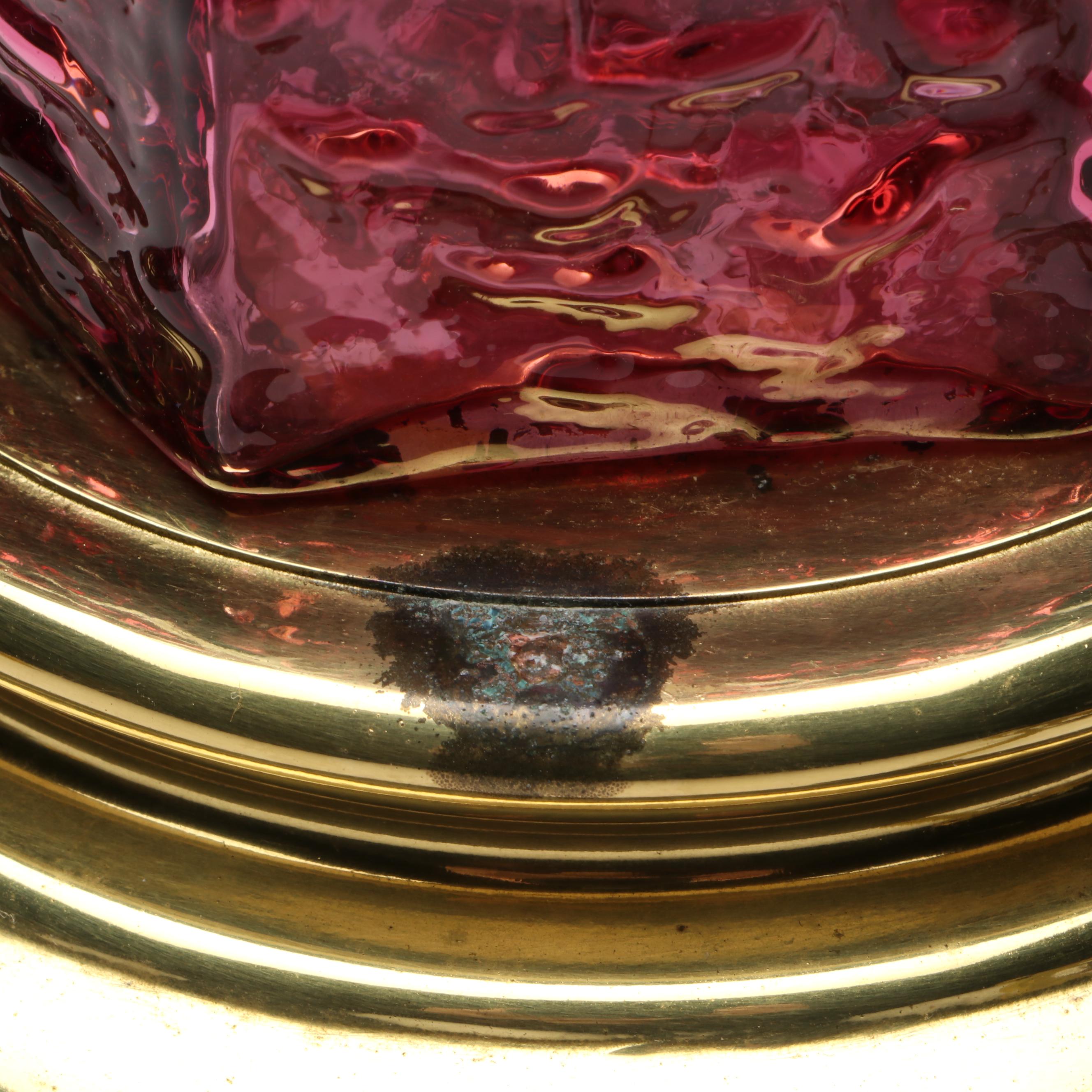 Pilgrim Glass Pebbled Cranberry Pitcher Converted Lamps