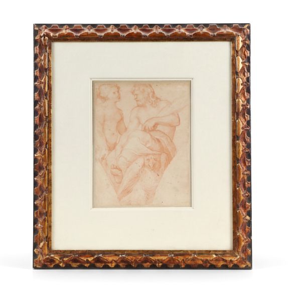 Antique Italian School Figurative Red Chalk Drawing, 17th Century