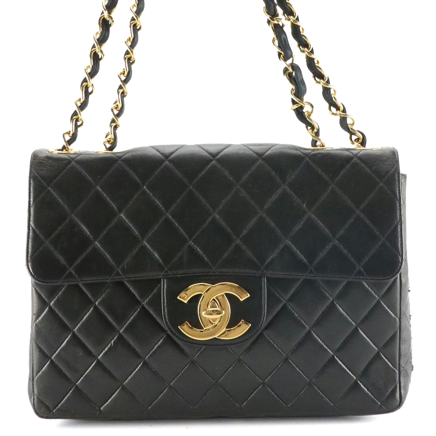Chanel Jumbo Single Classic Flap Shoulder Bag in Black Quilted Leather