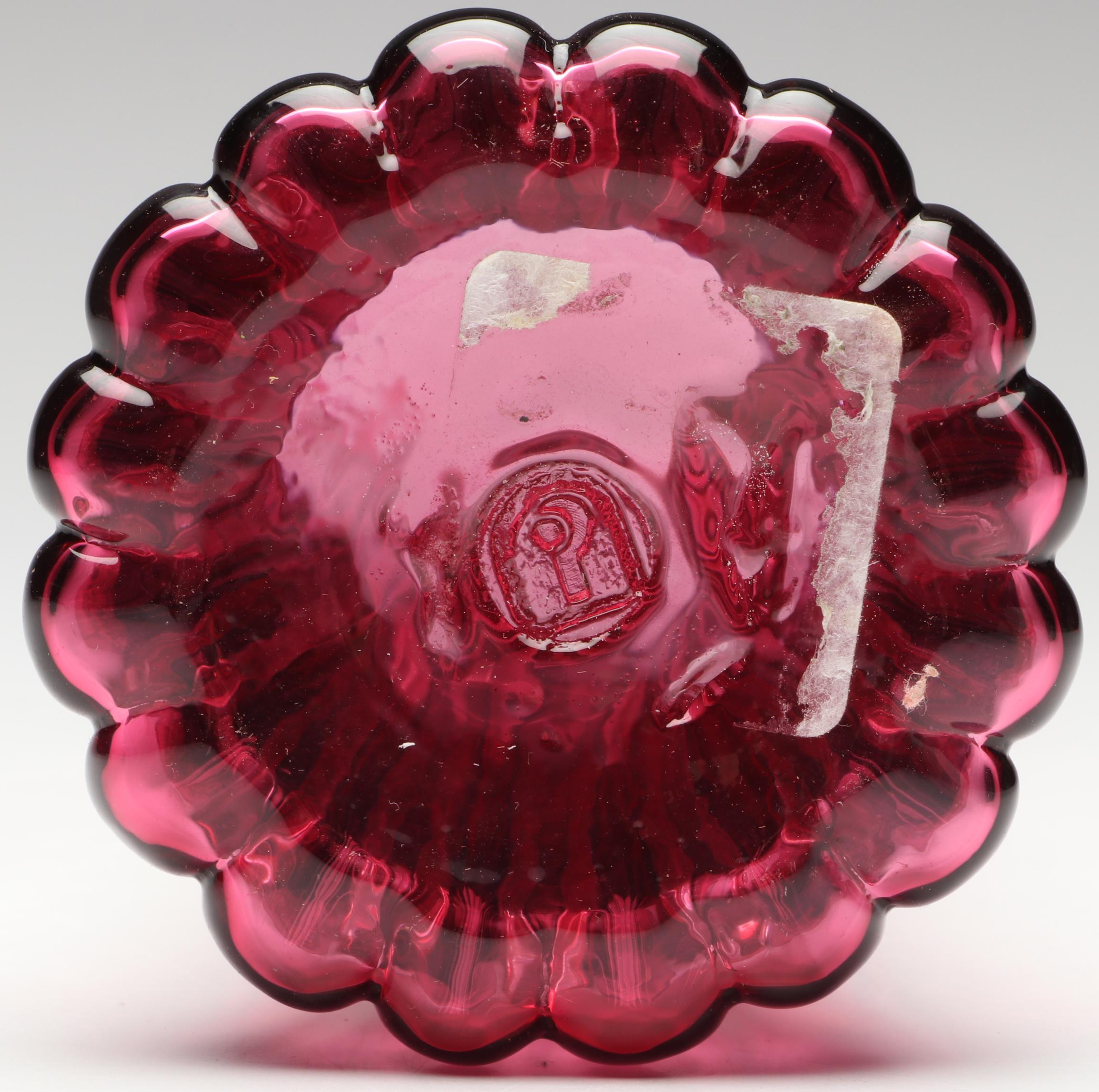 Pilgrim Cranberry Glass Pitcher with Bud Vase, Lidded Jar and Other Décor
