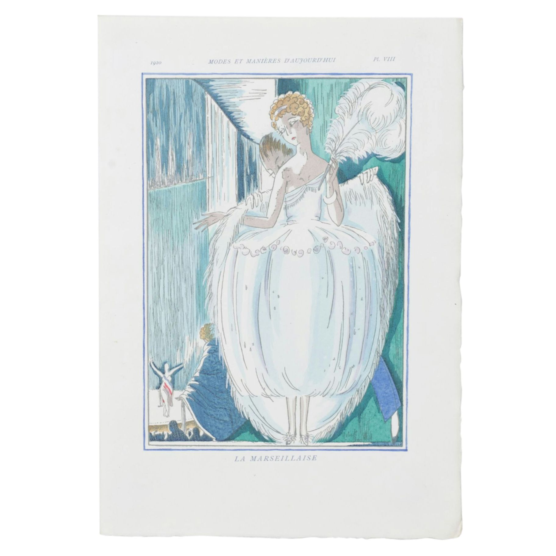 Robert Bonfils Pochoir "La Marseillaise" for "Modes et Manières...," 1920