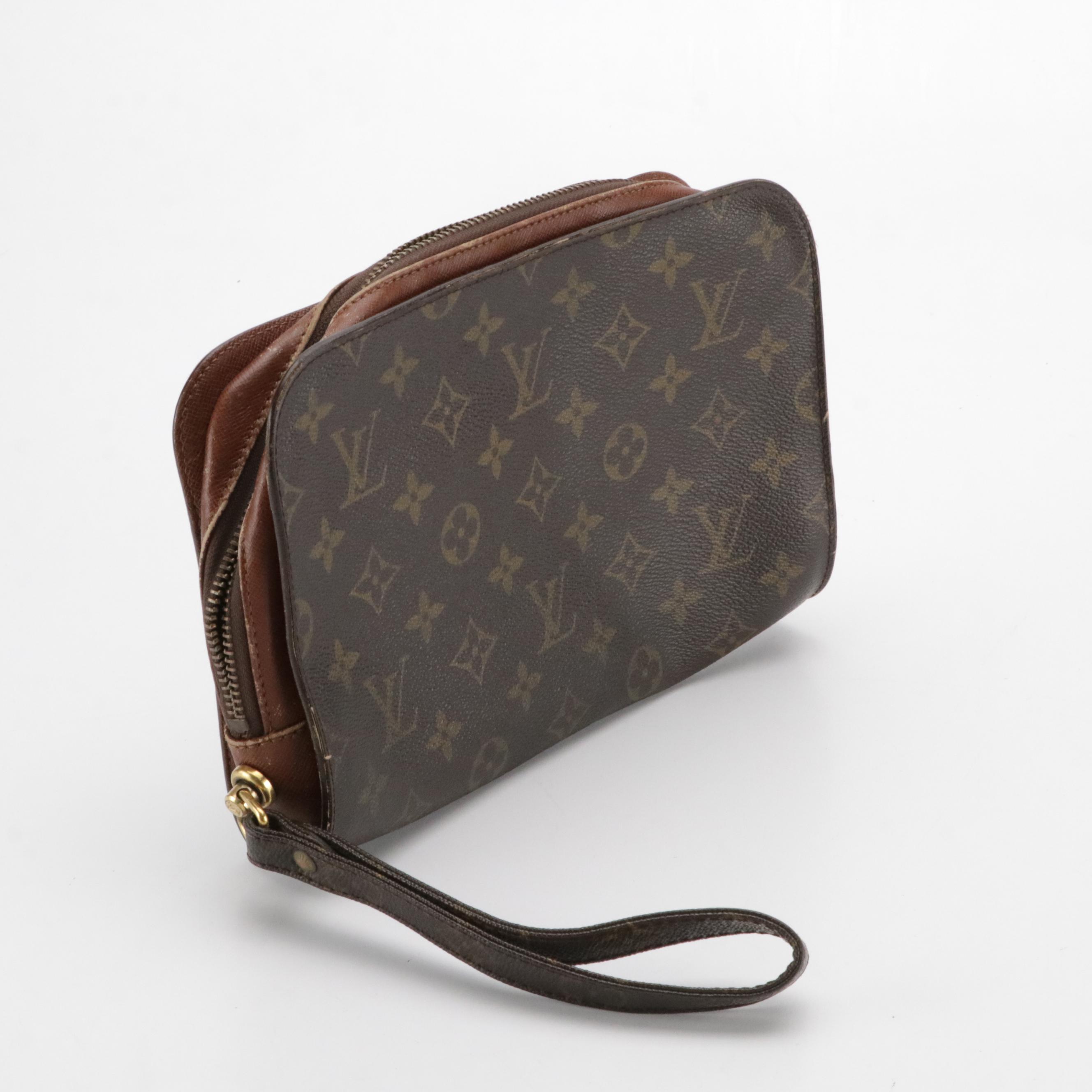 Louis Vuitton Pochette Orsay Wristlet in Monogram Canvas with Leather Trim