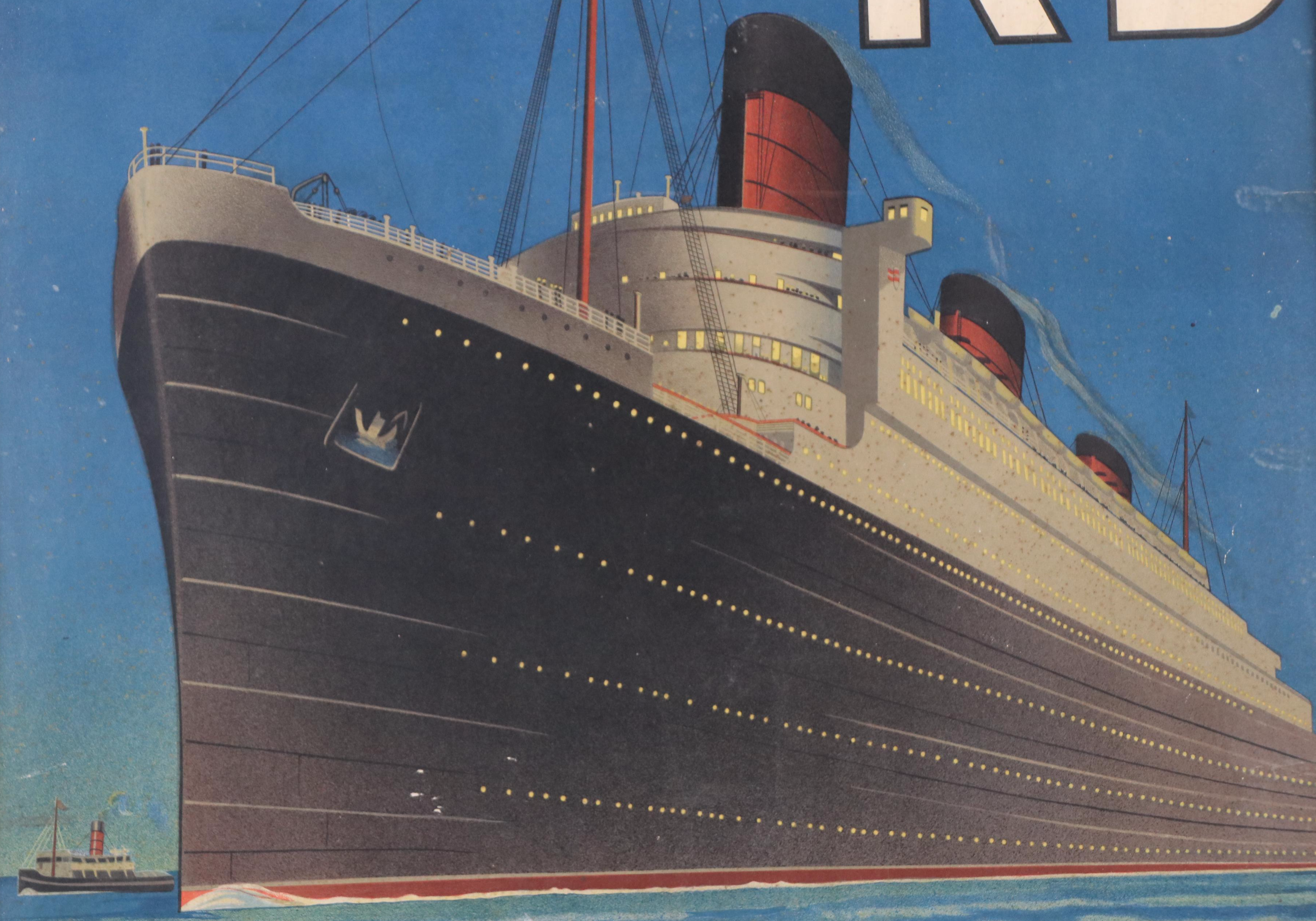 Kolster Brandes Radio Advertisement Color Lithograph with Queen Mary Ocean Liner