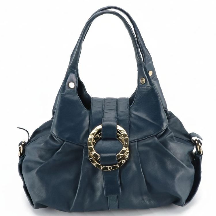 BVLGARI Hobo Shoulder Bag in Deep Blue Leather