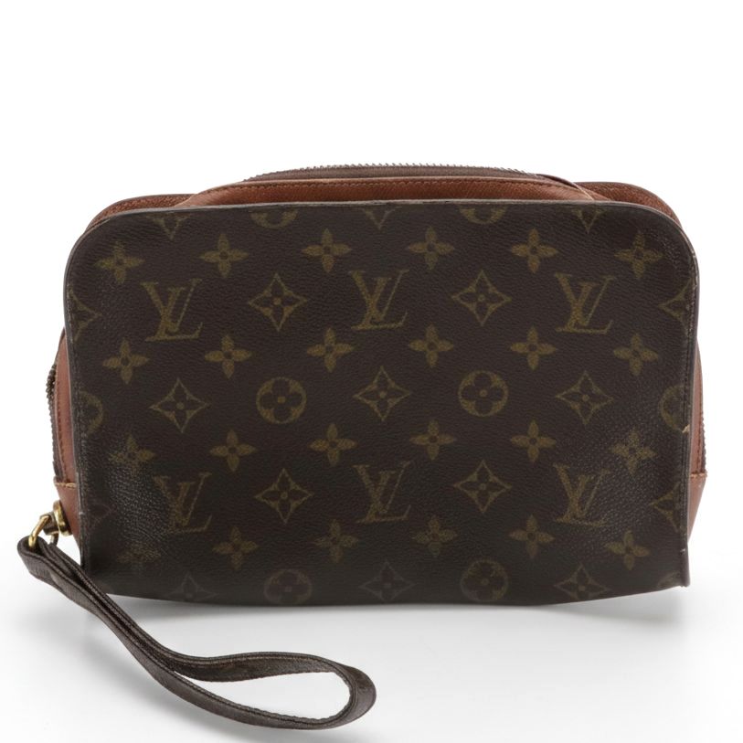 Louis Vuitton Pochette Orsay Wristlet in Monogram Canvas with Leather Trim
