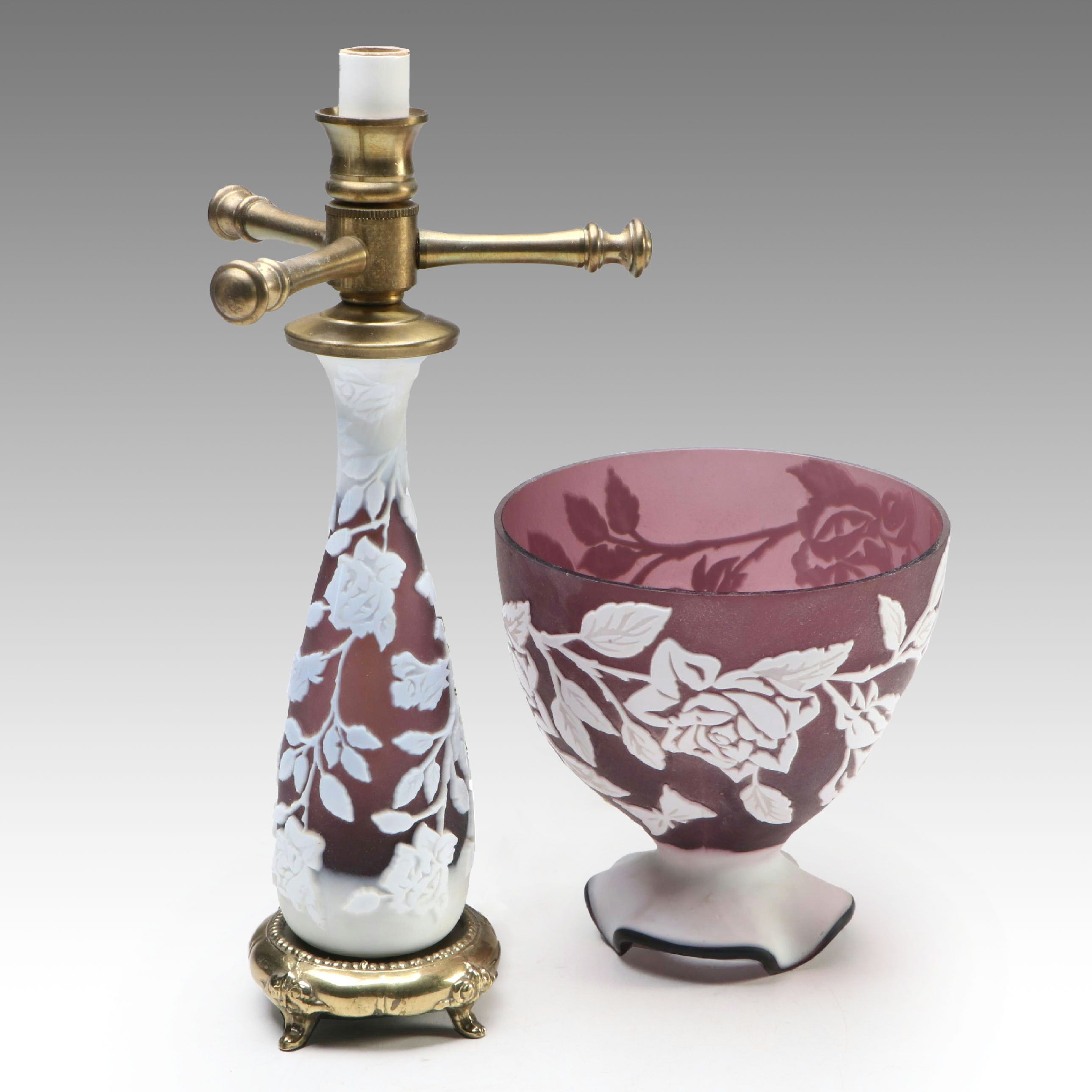 Kelsey Murphy for Pilgrim Etched Glass Botanical Accent Lamp, 1997