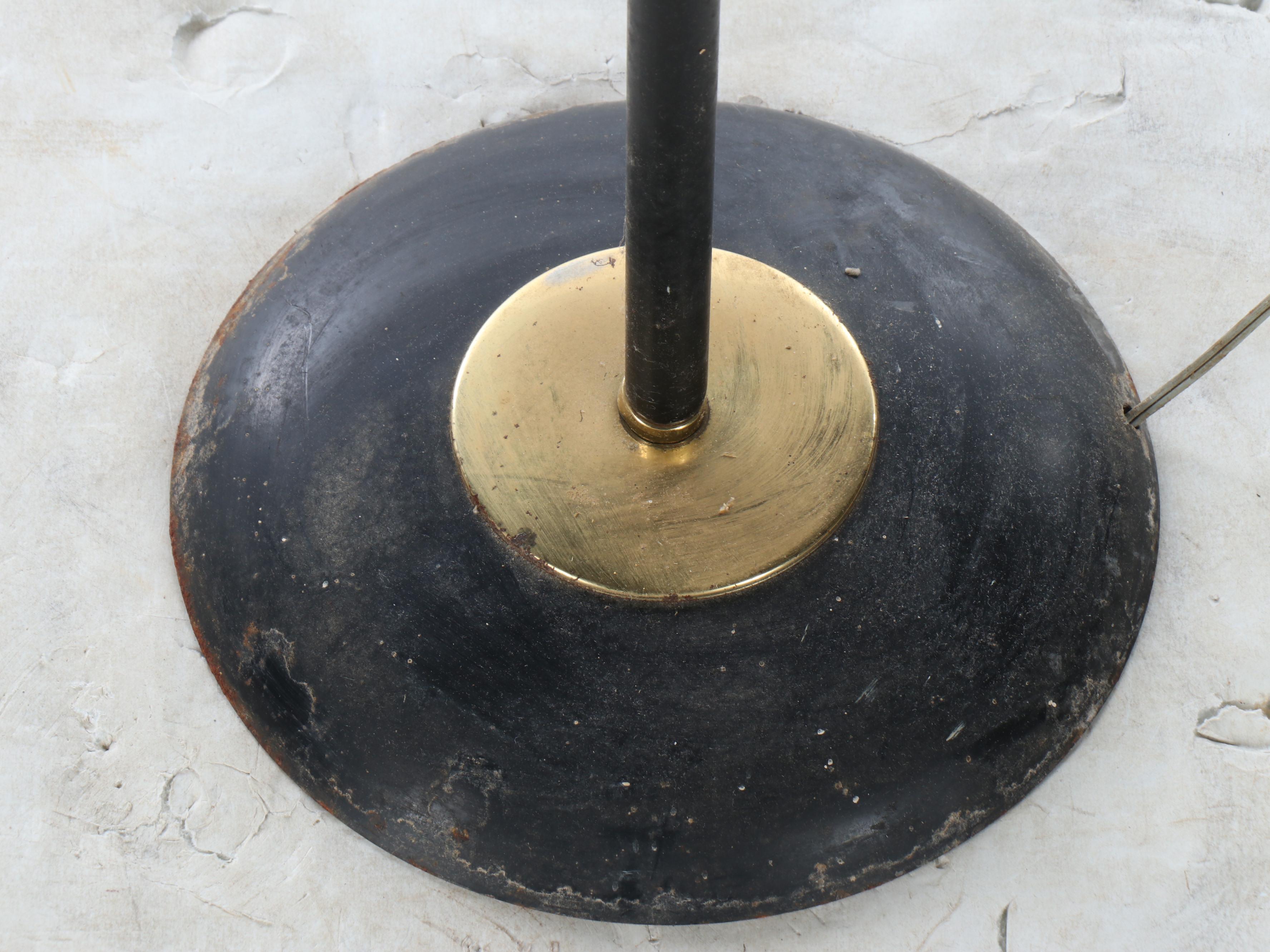 Brass and Matter Black Finish Double Gooseneck Adjustable Floor Lamp