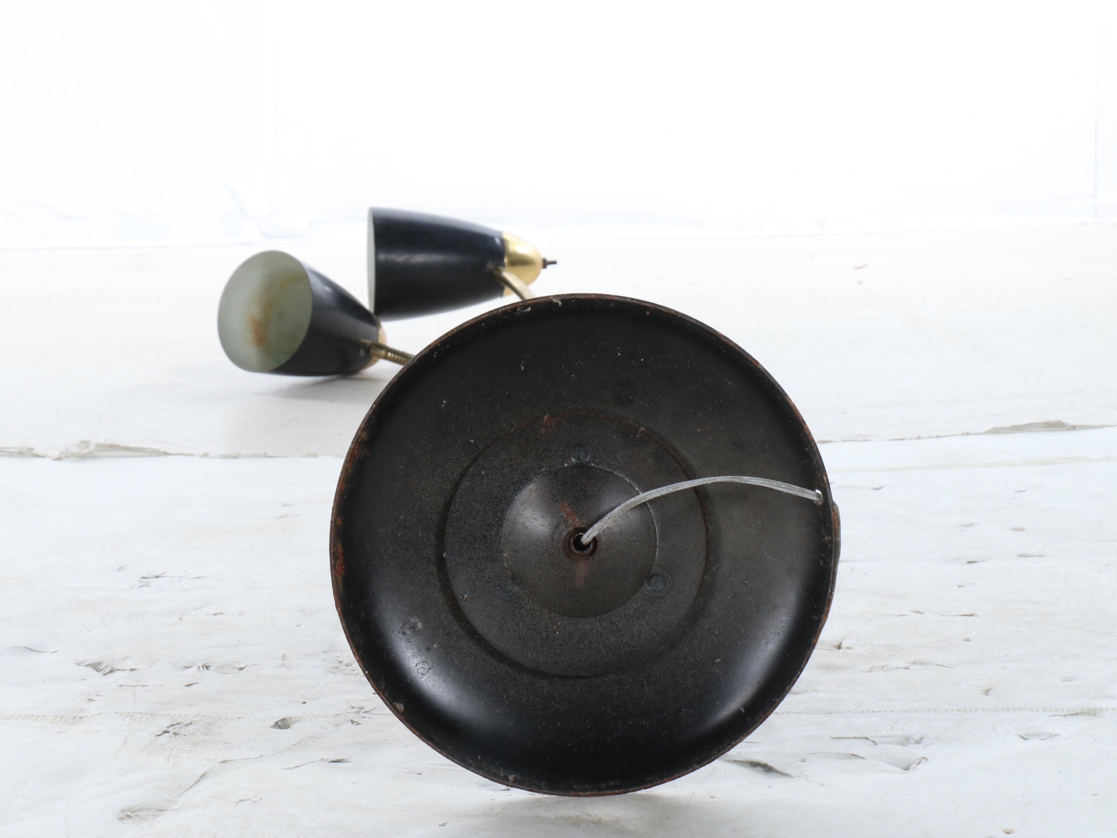 Brass and Matter Black Finish Double Gooseneck Adjustable Floor Lamp