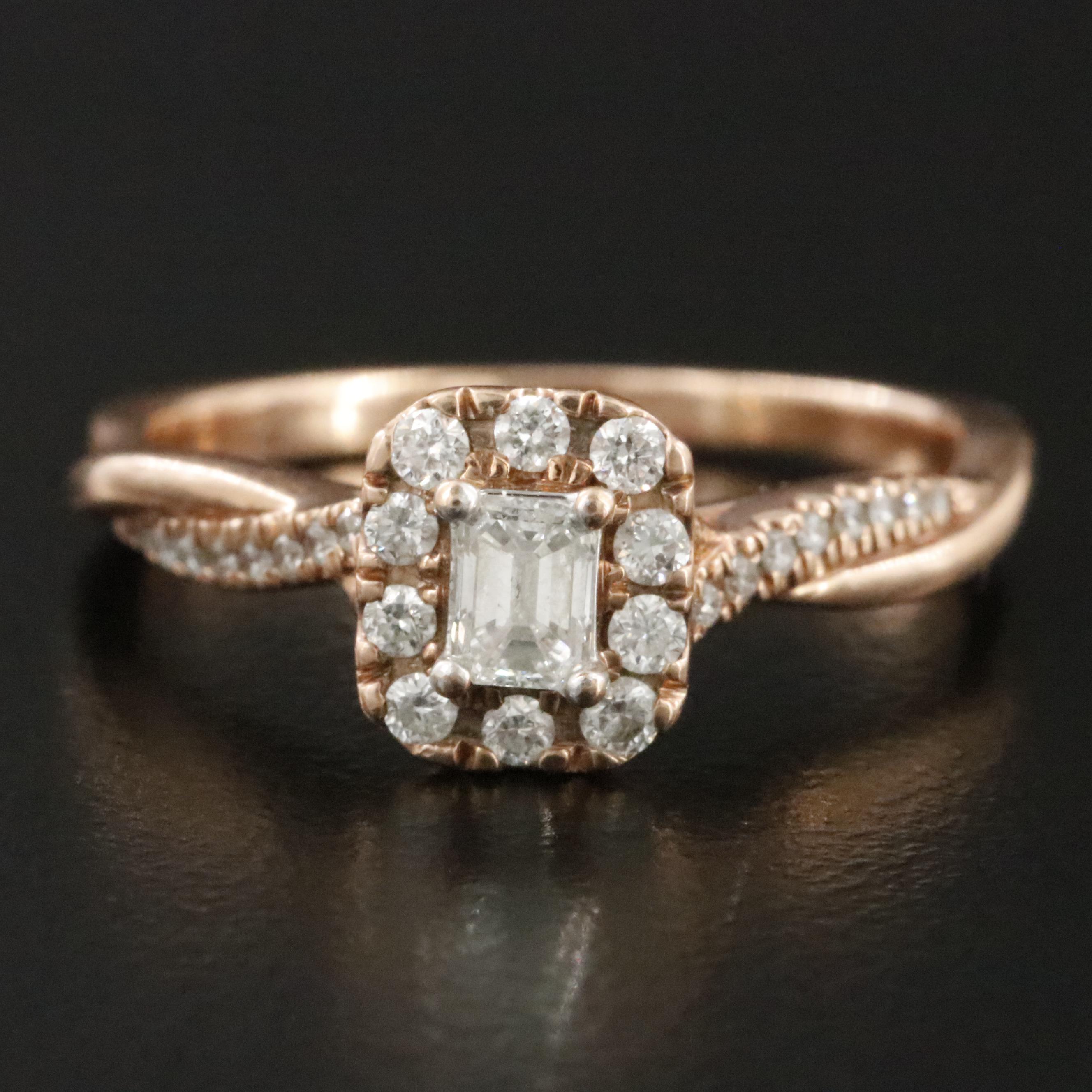 14K Rose Gold 0.43 CTW Diamond Ring