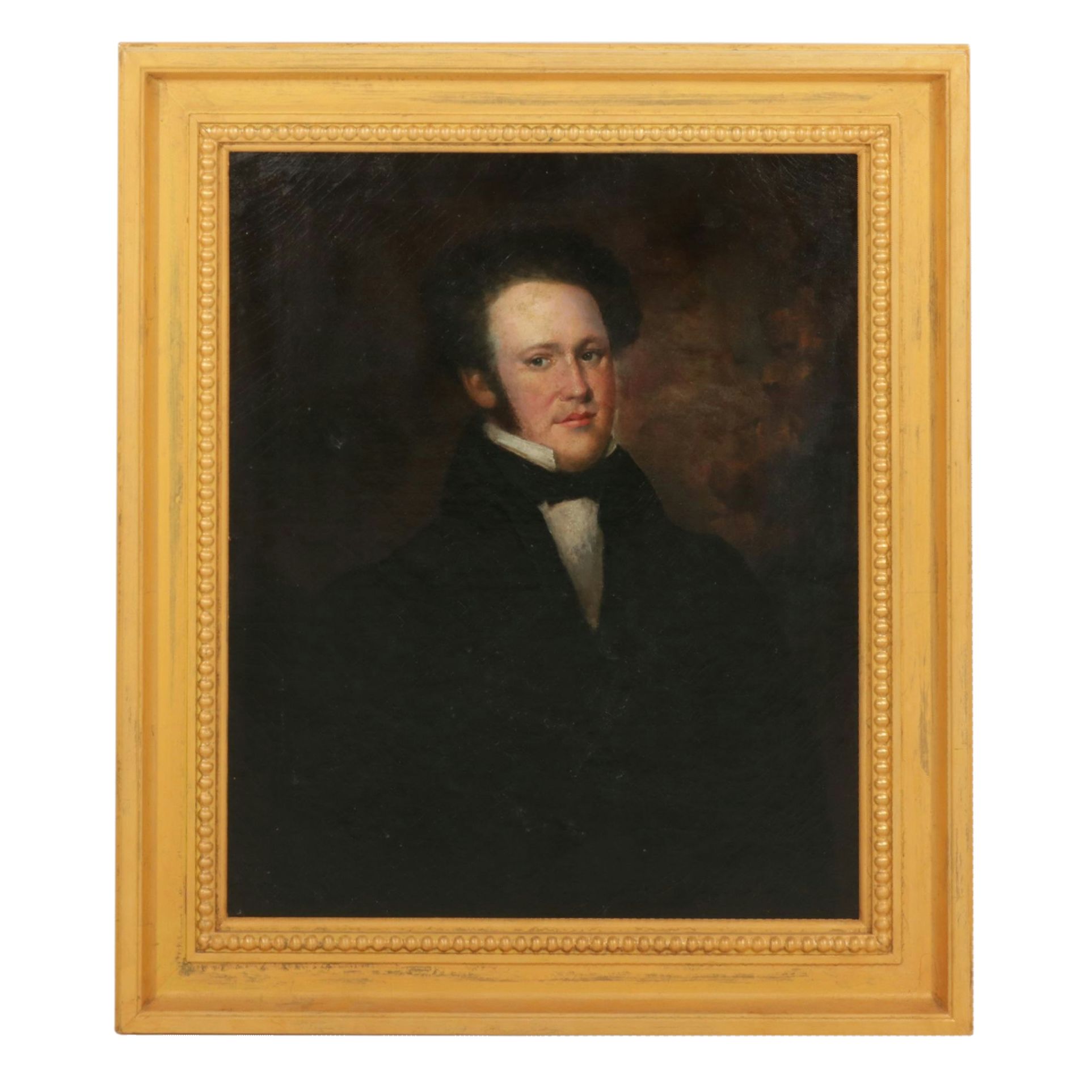 American School Oil Portrait of a Man, Circa 1840