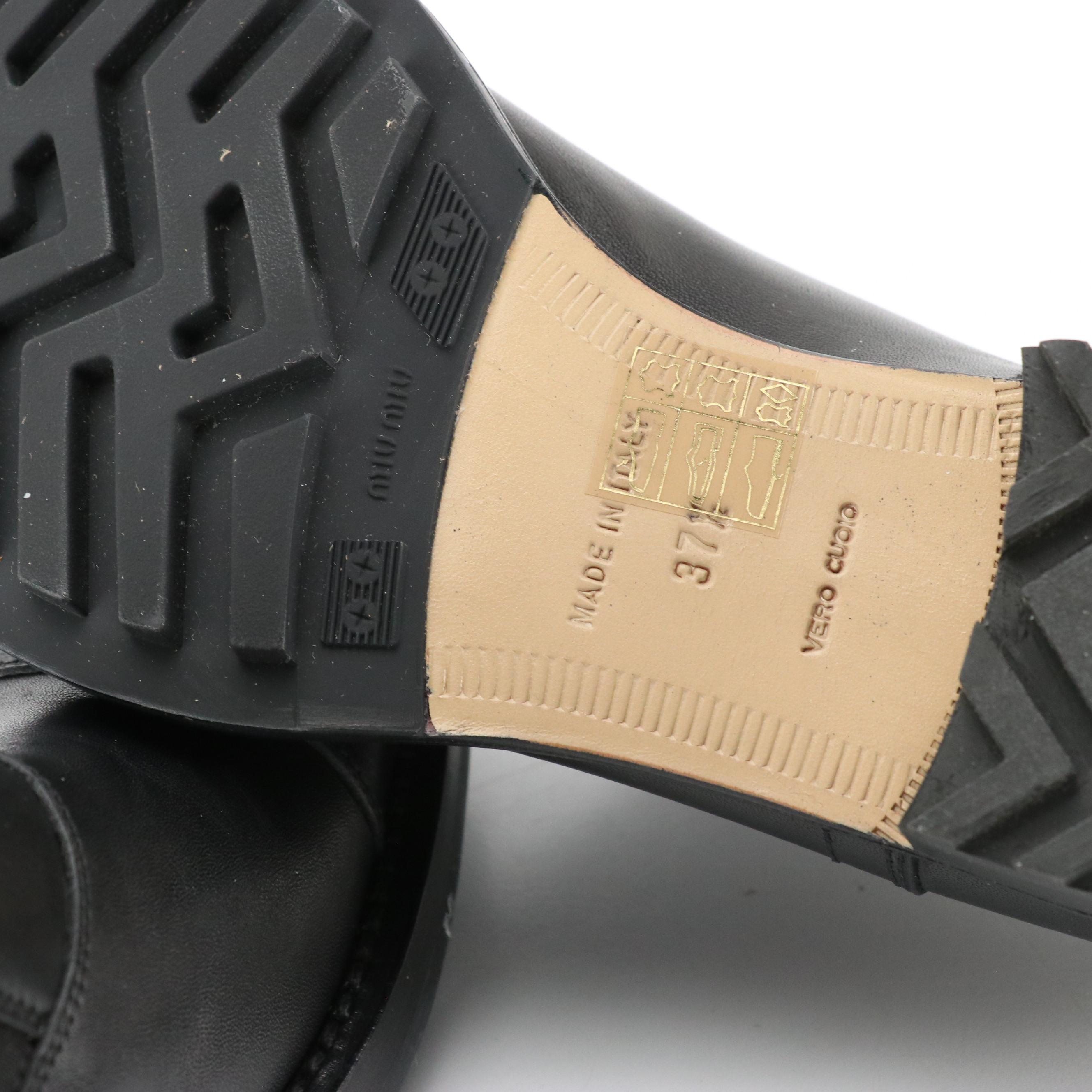 Miu Miu Black Leather Ankle Boots with Box from Barneys New York