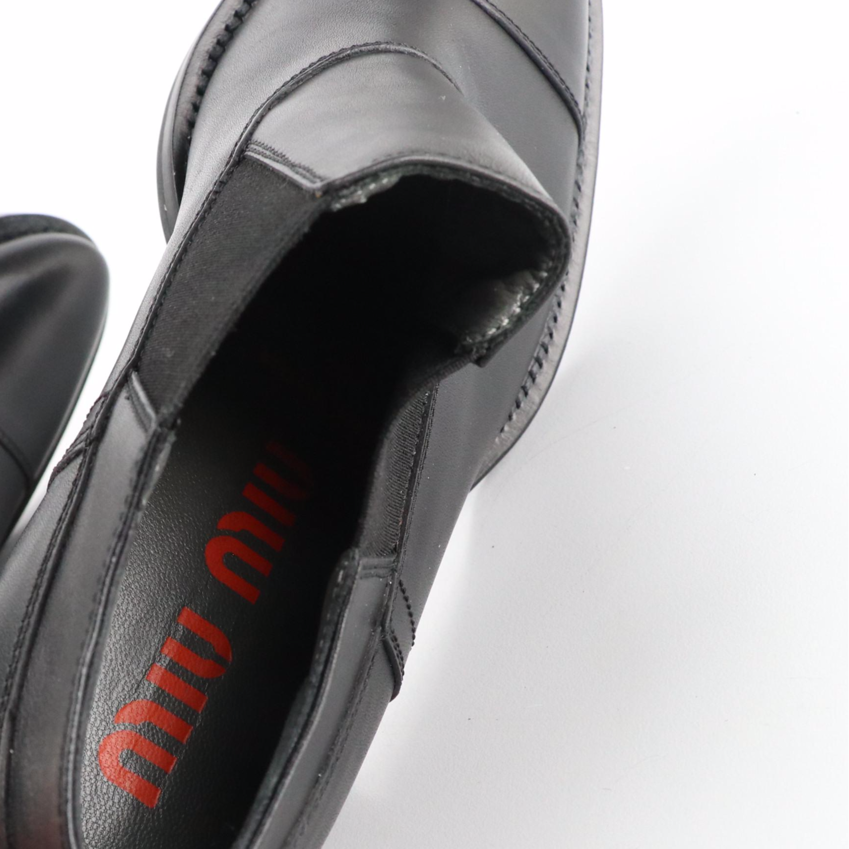 Miu Miu Black Leather Ankle Boots with Box from Barneys New York