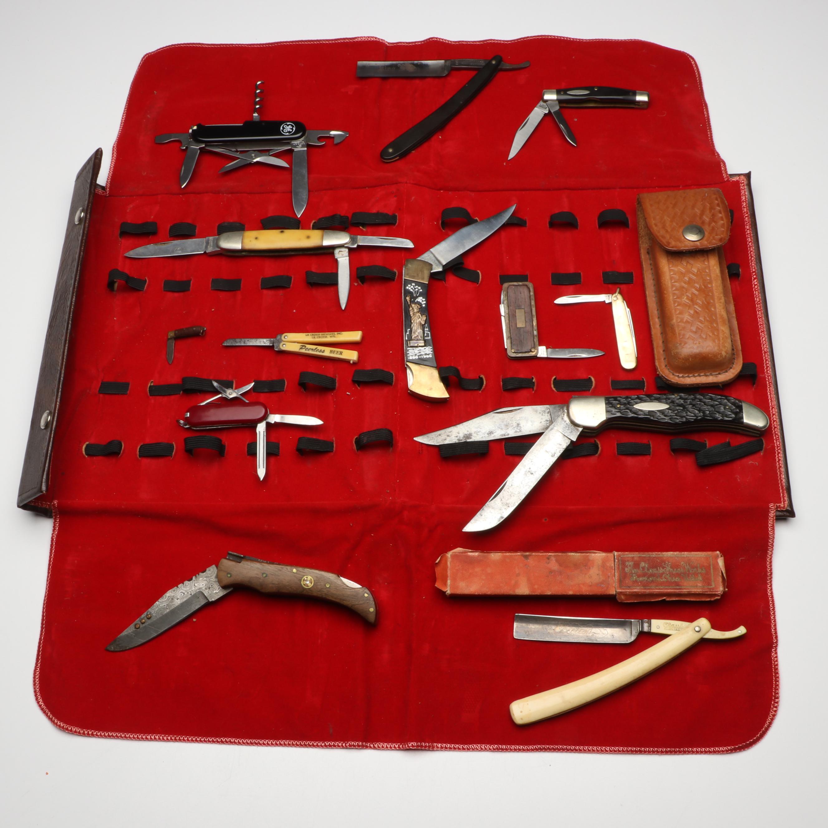 Clauss and J. W. Stewart Straight Razors with Sabre and Other Pocket Knives