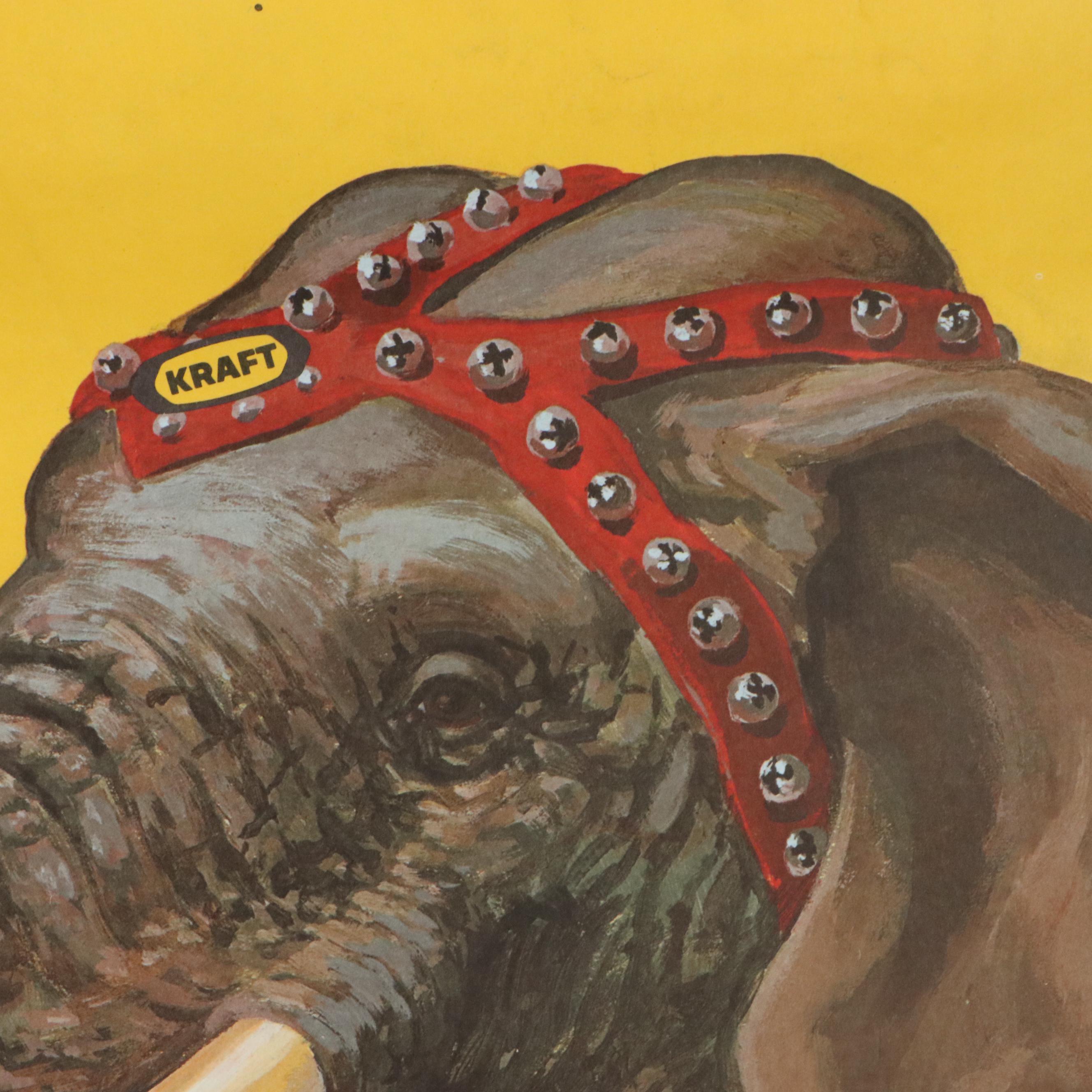 Kraft Foods Offset Lithograph Poster with Circus Elephant "Big," 1960s