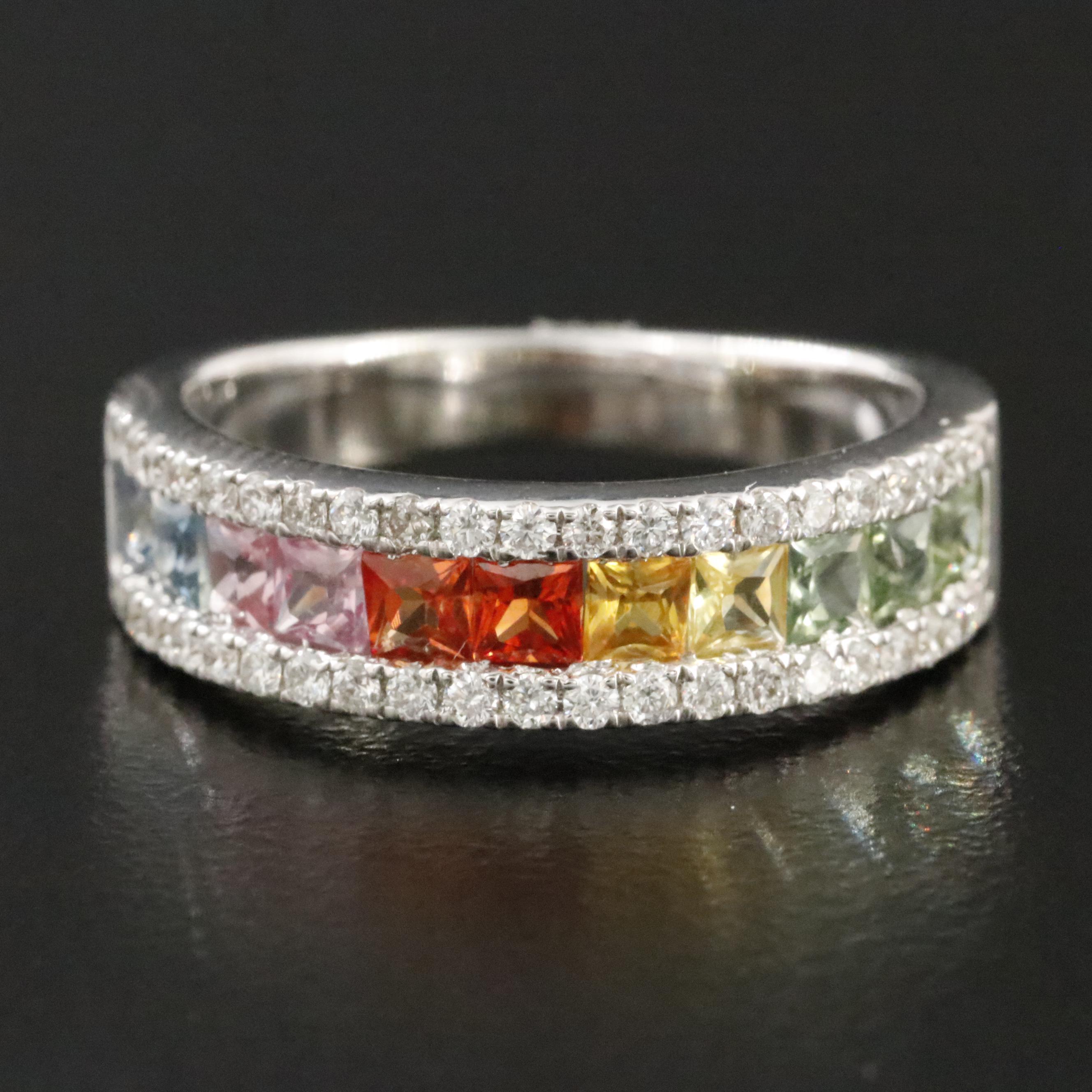 14K Multi Color Sapphire and 0.46 CTW Diamond Ring