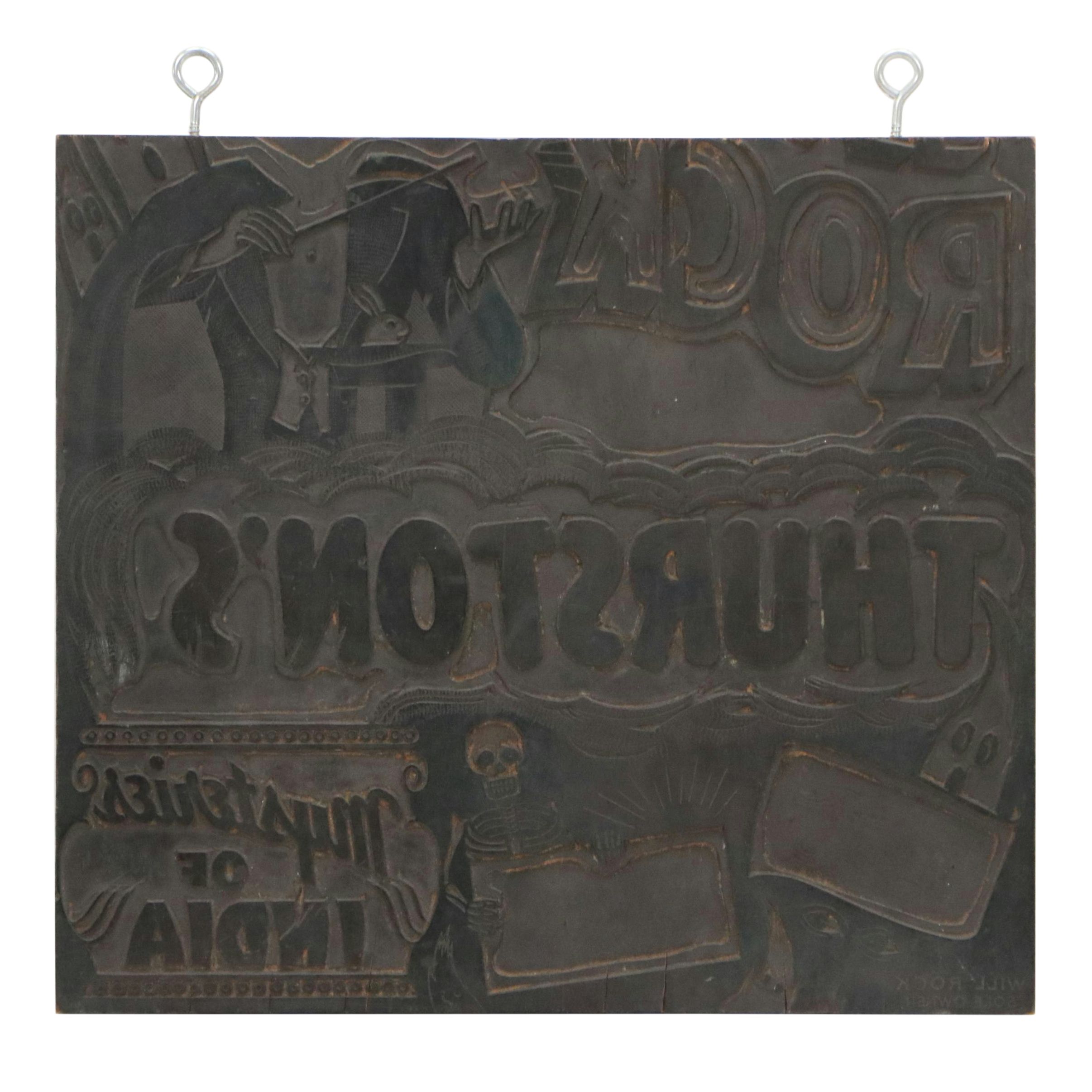 Wooden Printing Block from Will Rock "Thurston's Mysteries of India" Magic Tour