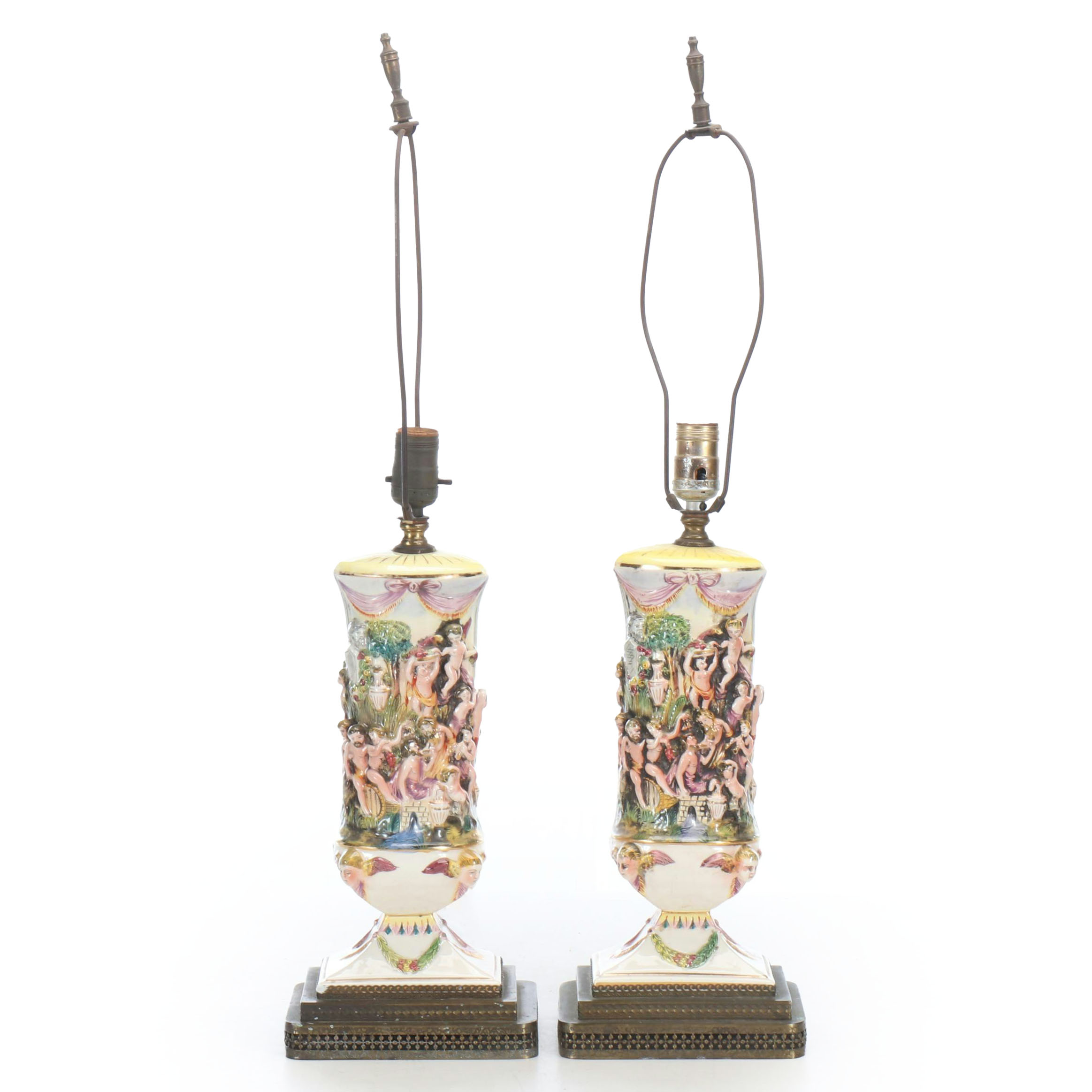 Neoclassical Style Porcelain Table Lamp Pair