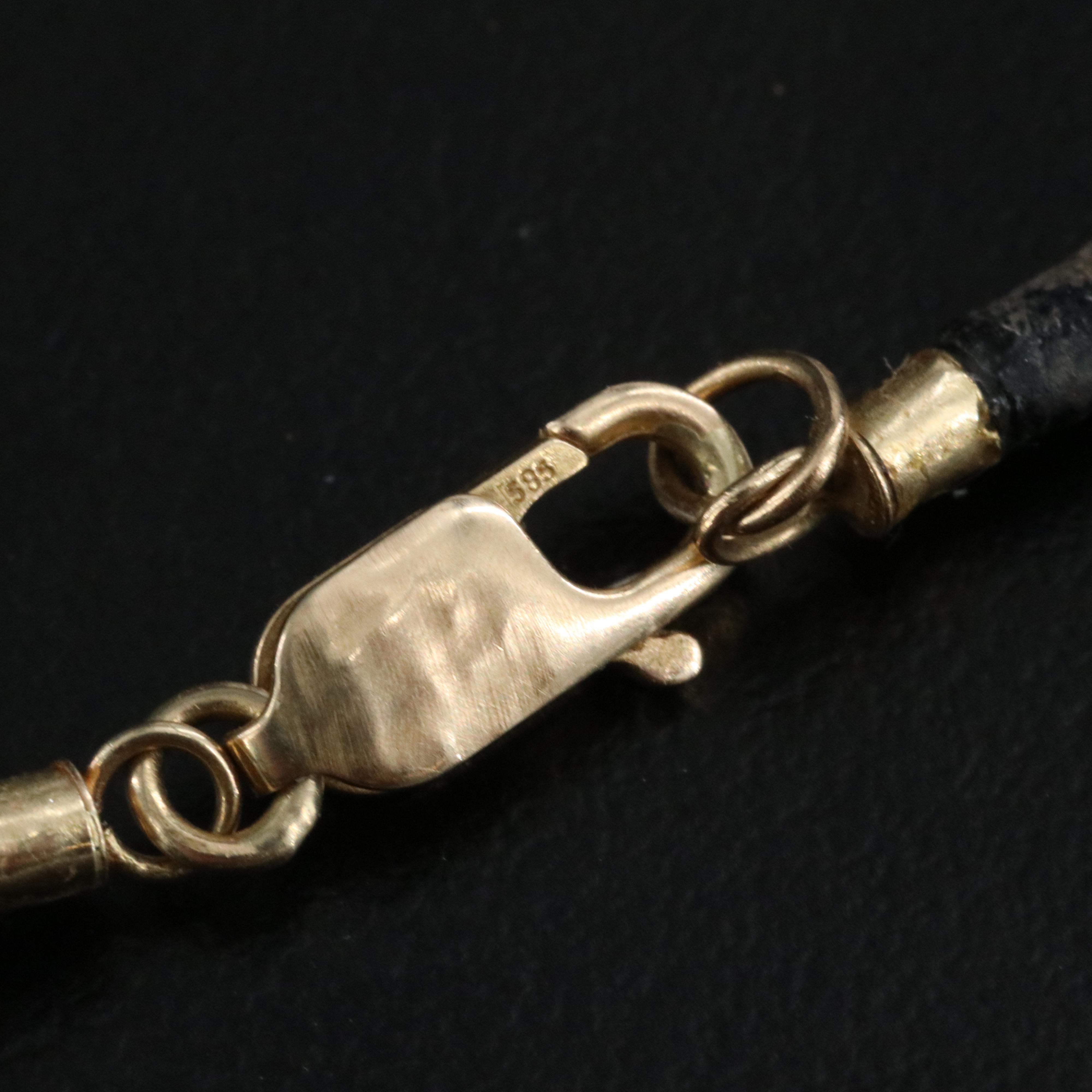 14K Cross with Sterling Carnelian Islamic Calligraphy Pendant Necklace