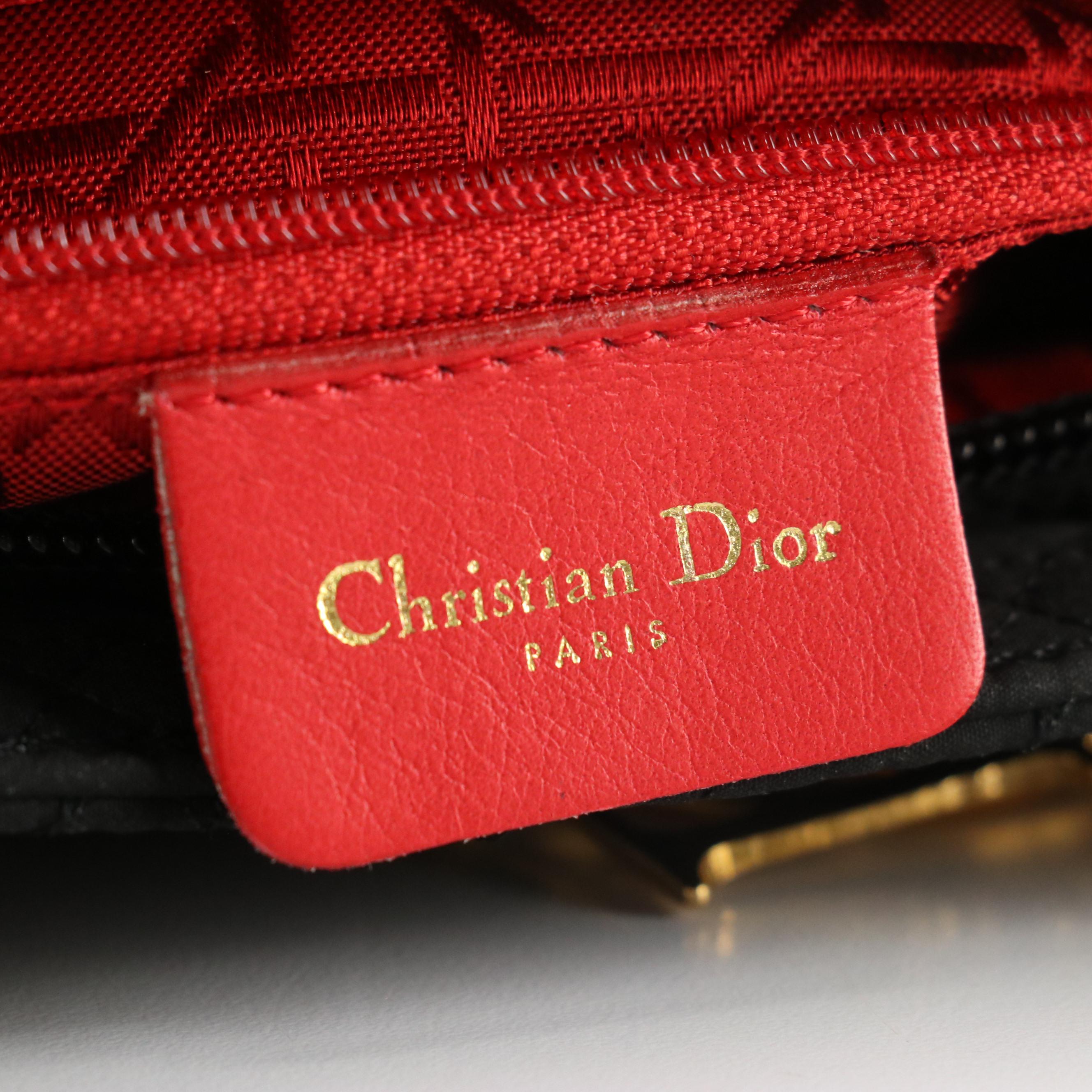 Christian Dior Small Lady Dior Handbag in Black Cannage Quilted Nylon Canvas