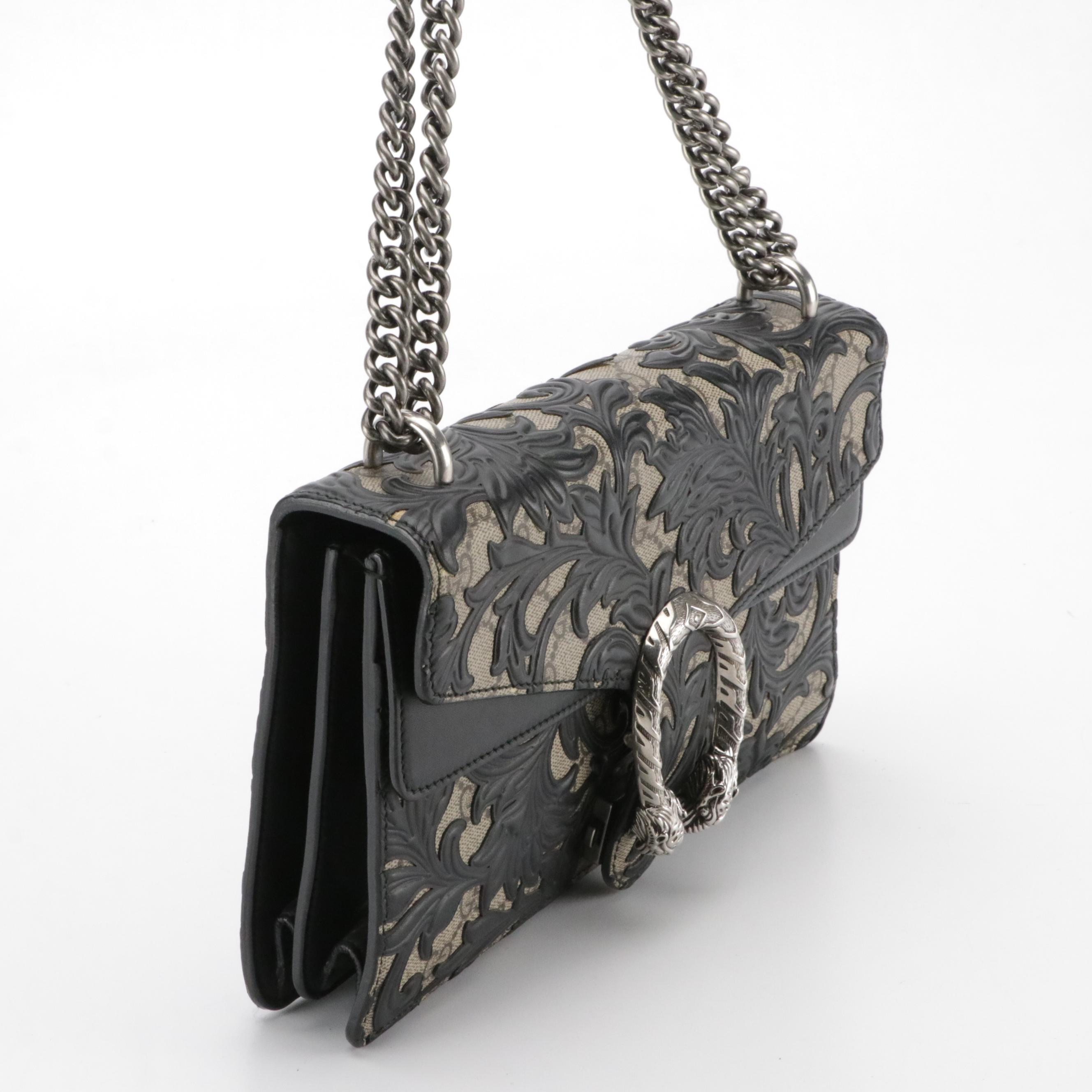 Gucci Dionysus Chain Strap Bag in Arabesque GG Supreme Canvas and Leather